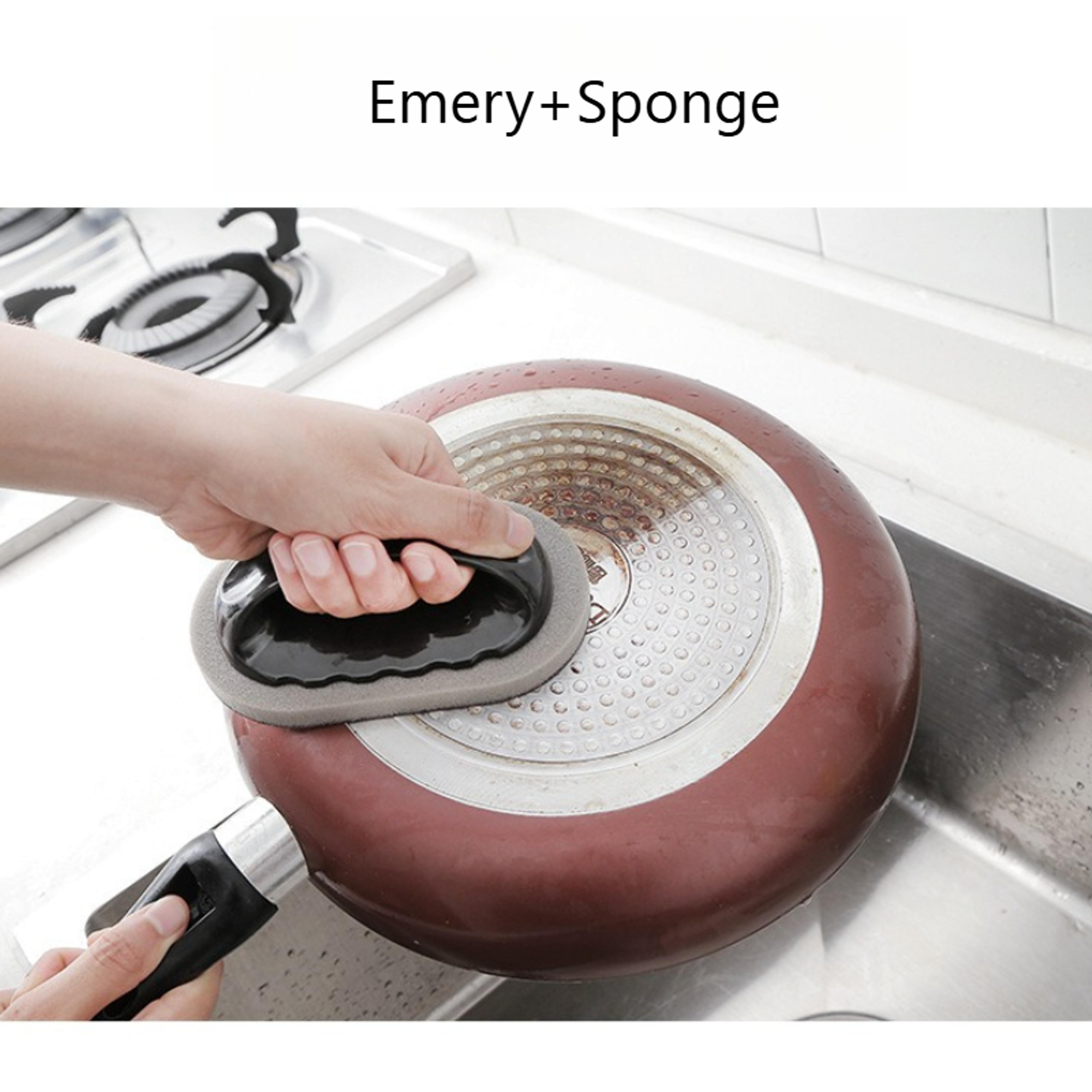 magic emery sponge handle scrubber for pots, pans & rust removal