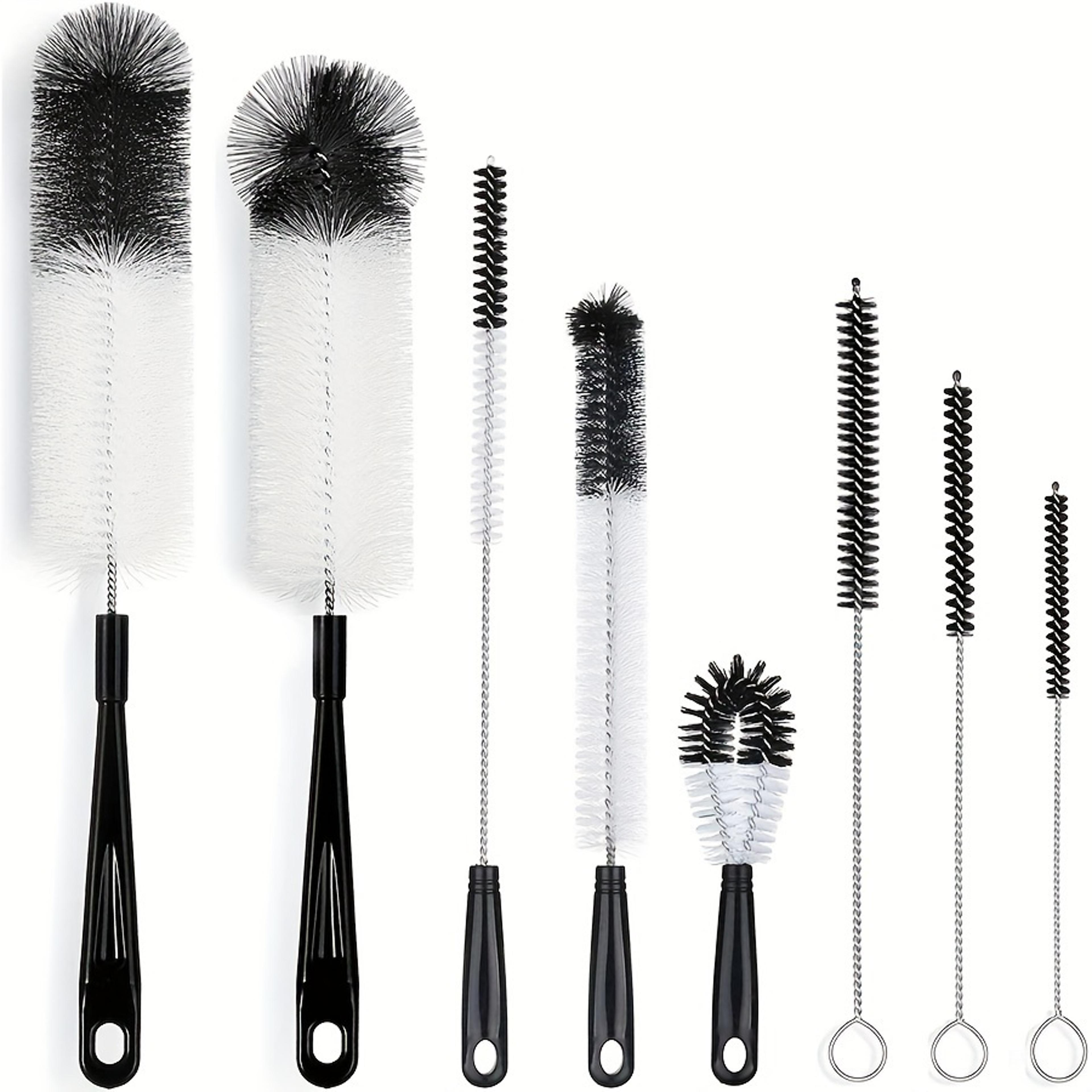 bottle brush set with long handle for wine bottles, thermos, beer bottles & narrow containers