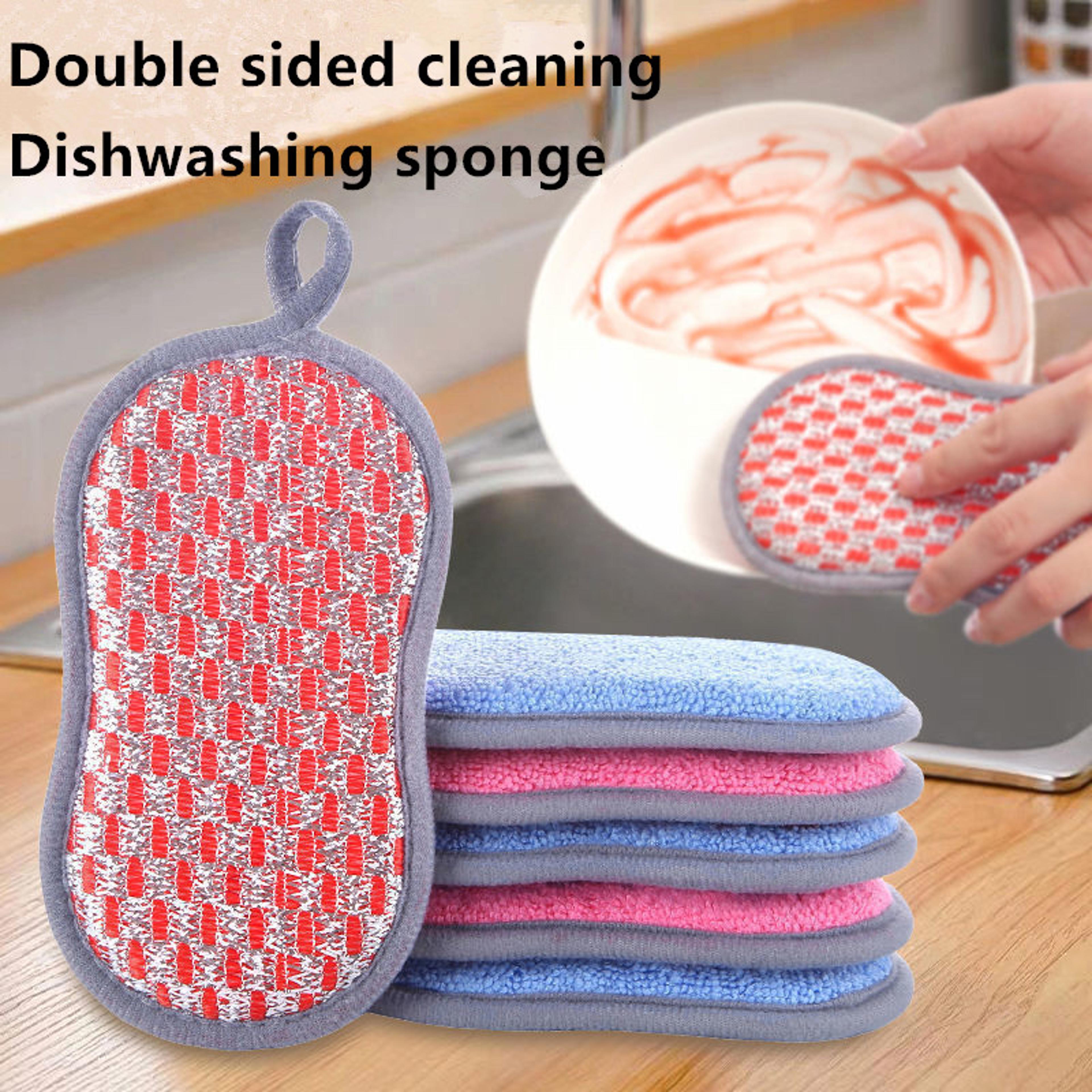 double sided kitchen cleaning sponge dish scrubber for easy grease & stain removal