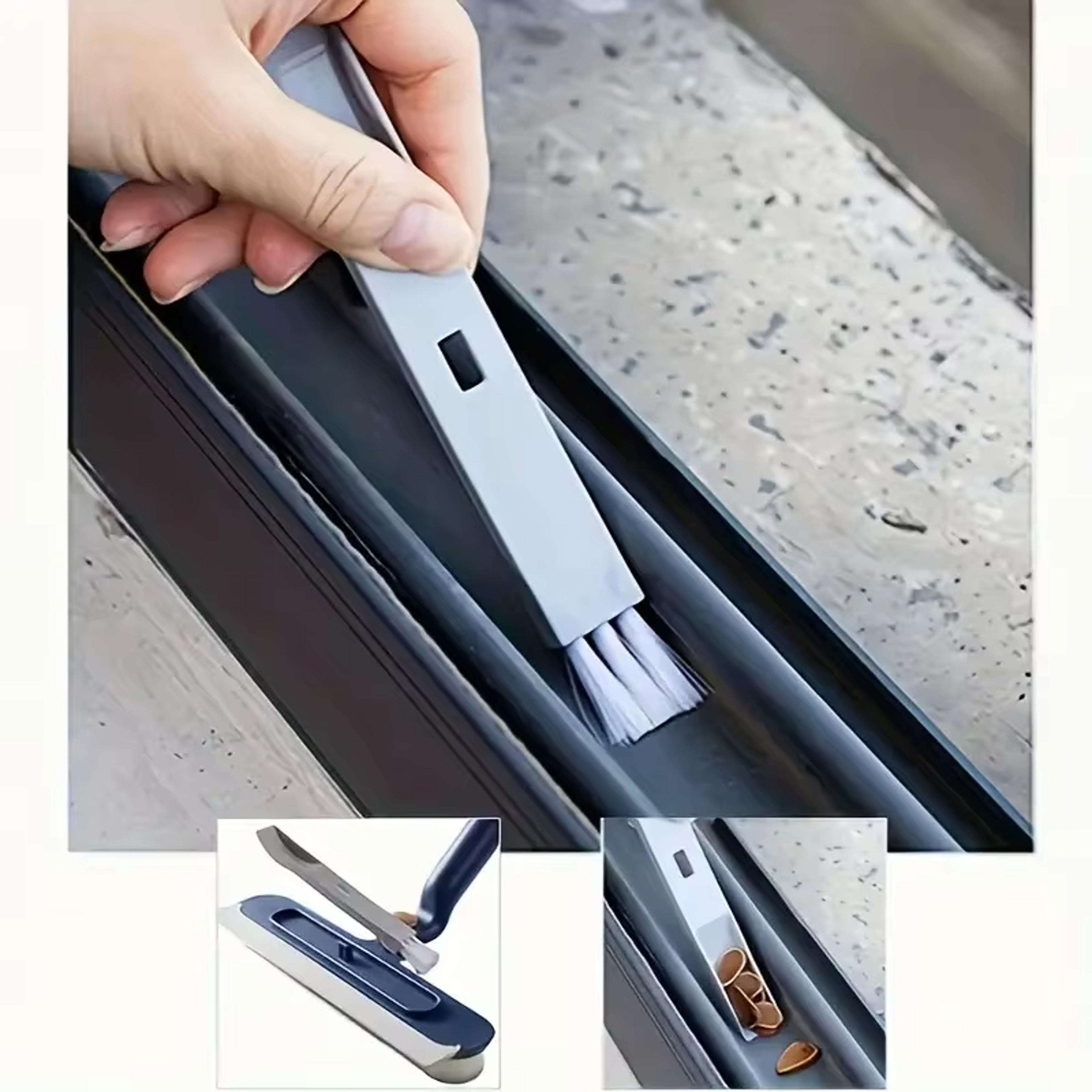telescopic window cleaning tool with double-sided glass cleaning brush & squeegee