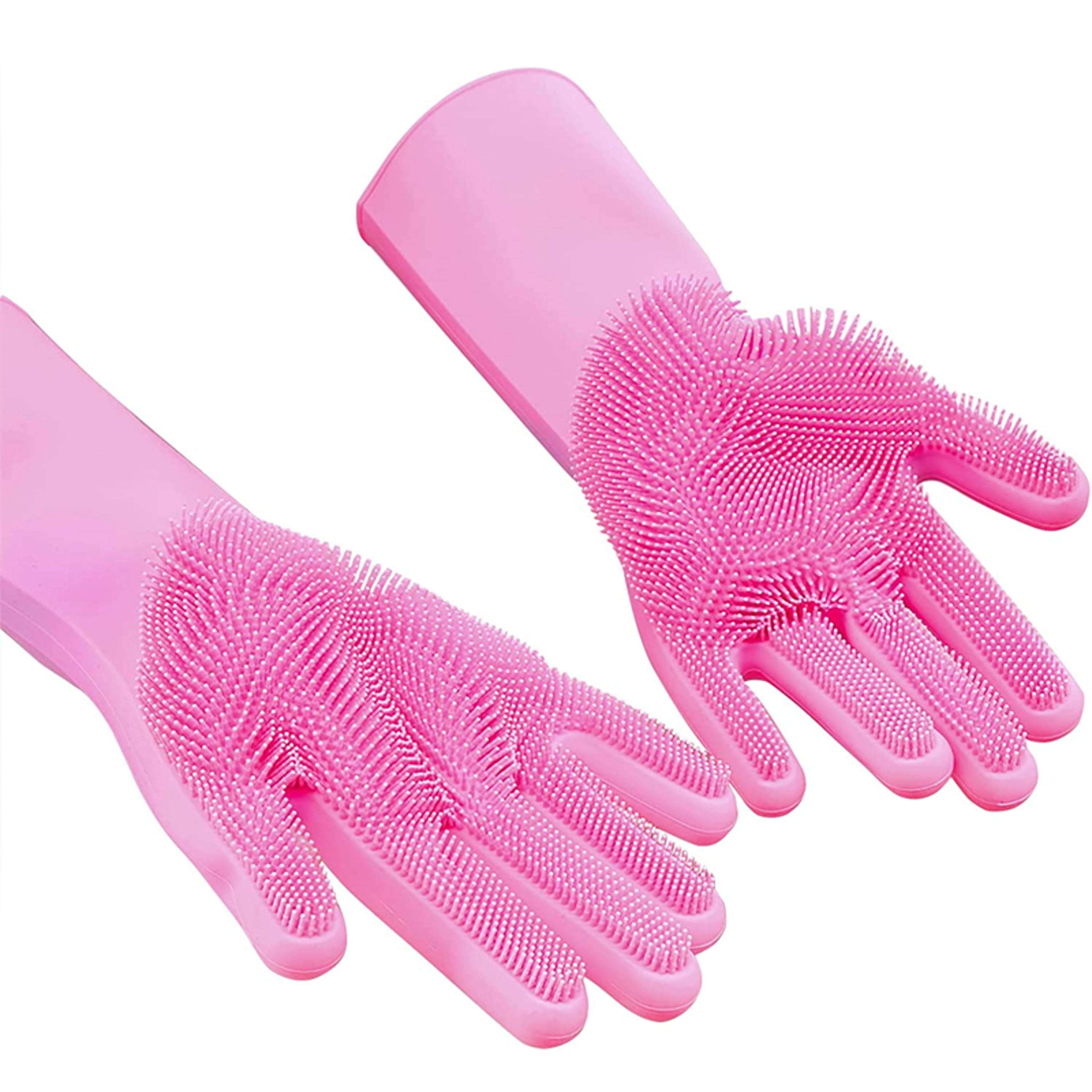 magic silicone dishwashing gloves with built-in scrubber for fast kitchen cleaning