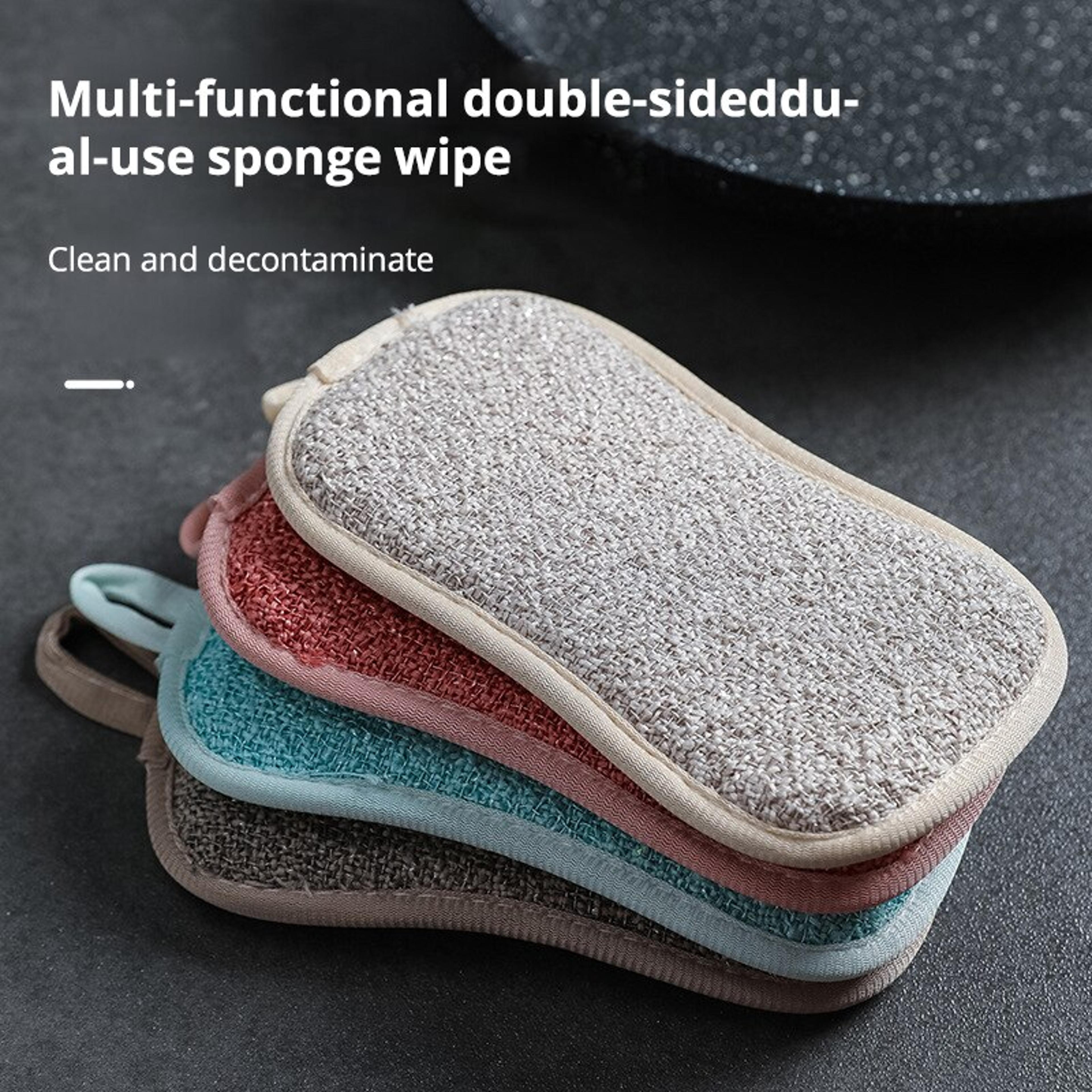 microfiber cleaning sponge set double sided dishwashing sponge for kitchen & bathroom