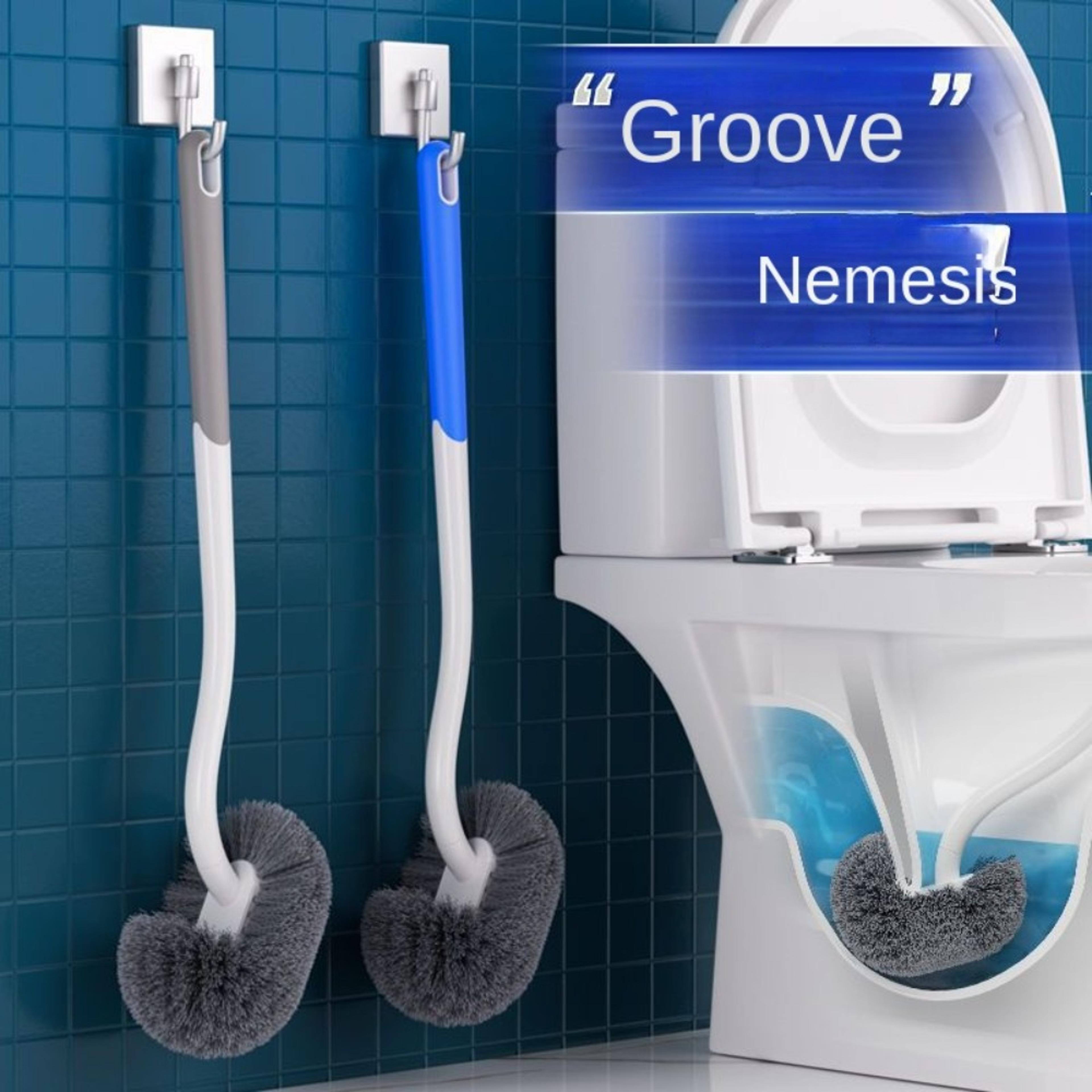 wall mounted toilet brush with long handle soft bristles corner cleaning brush