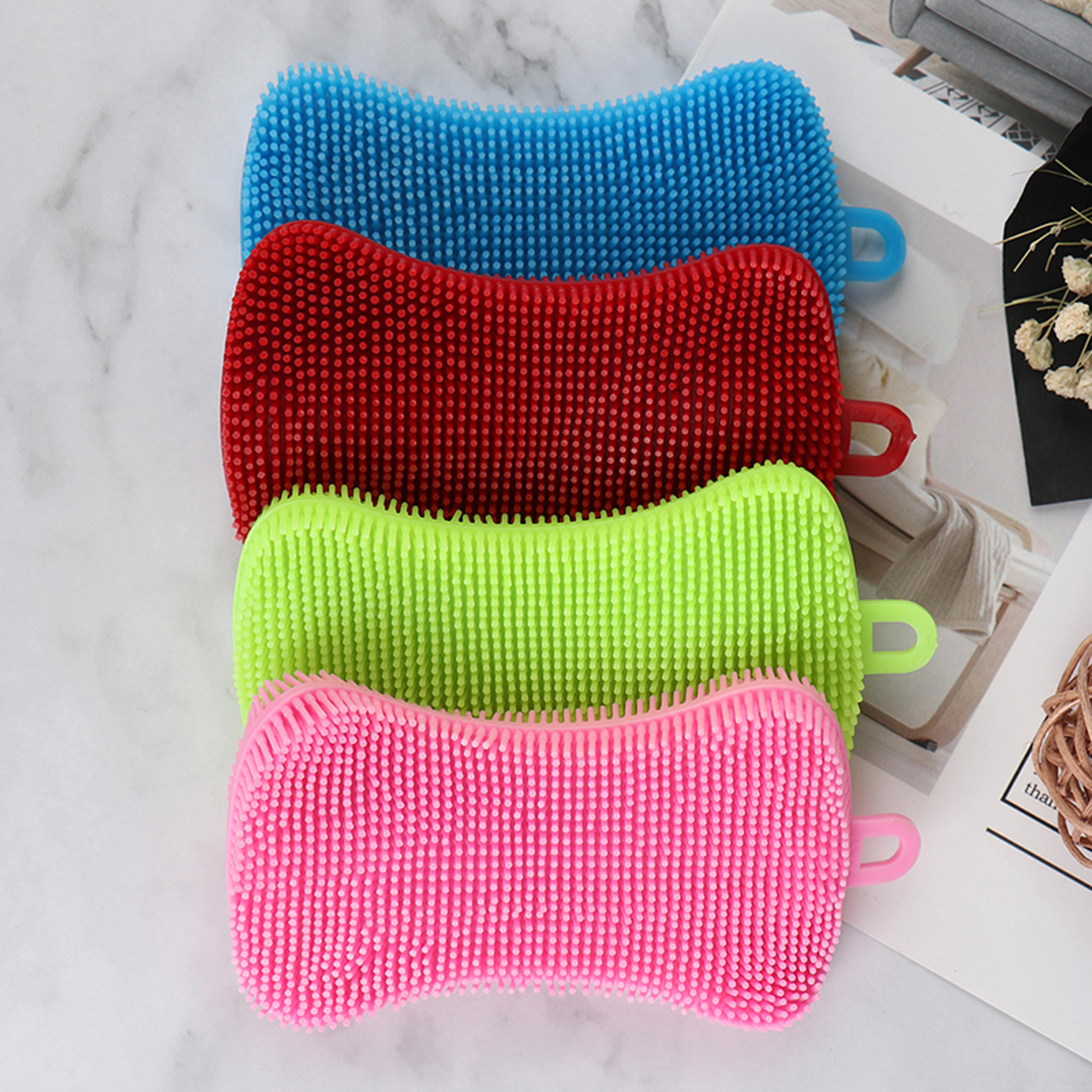 flexiclean silicone dish scrubber reusable kitchen cleaning brush for pots, pans & dishes