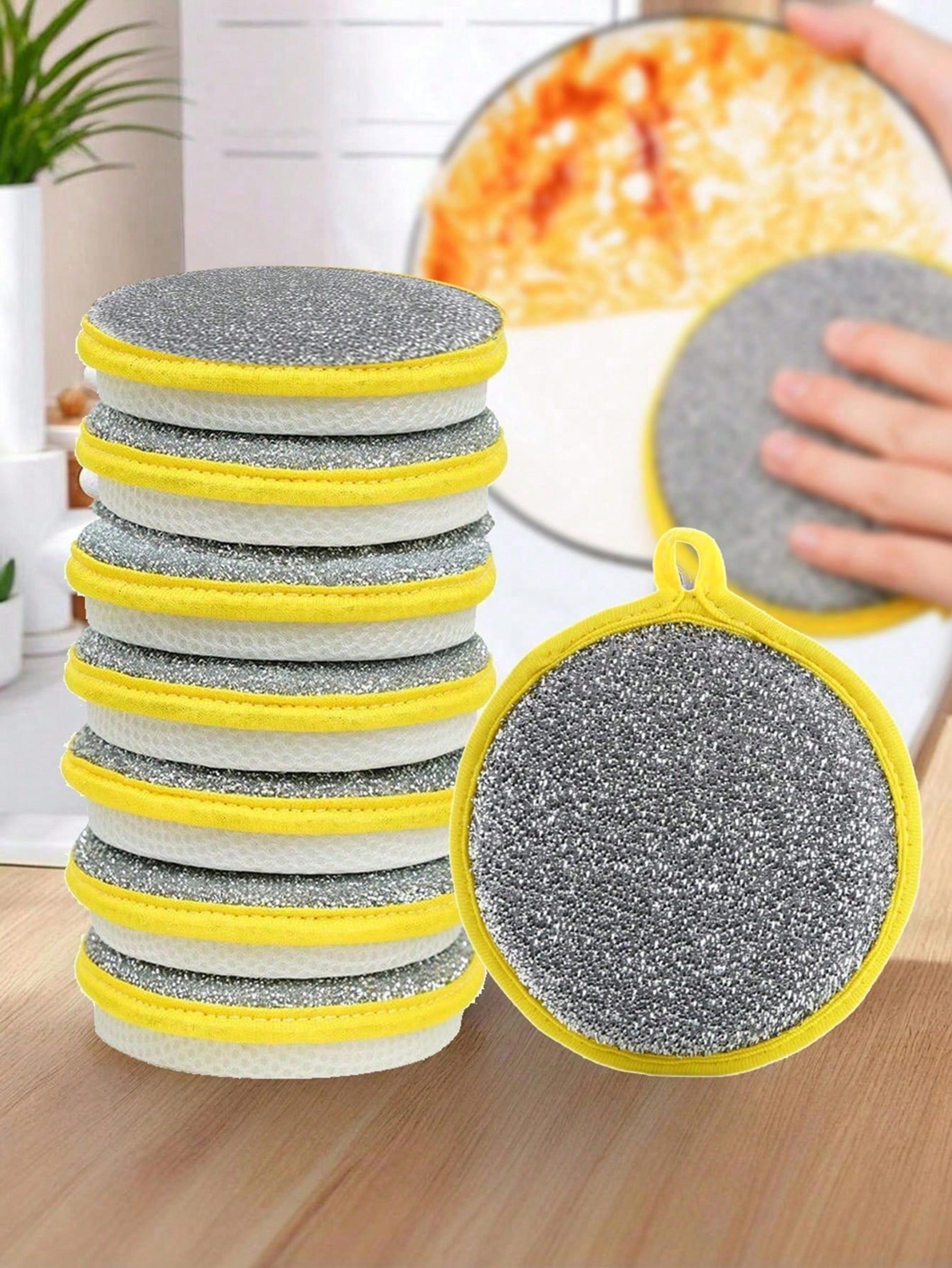 pack dish scrub sponge with steel wire scrubber reusable double sided kitchen cleaning sponges