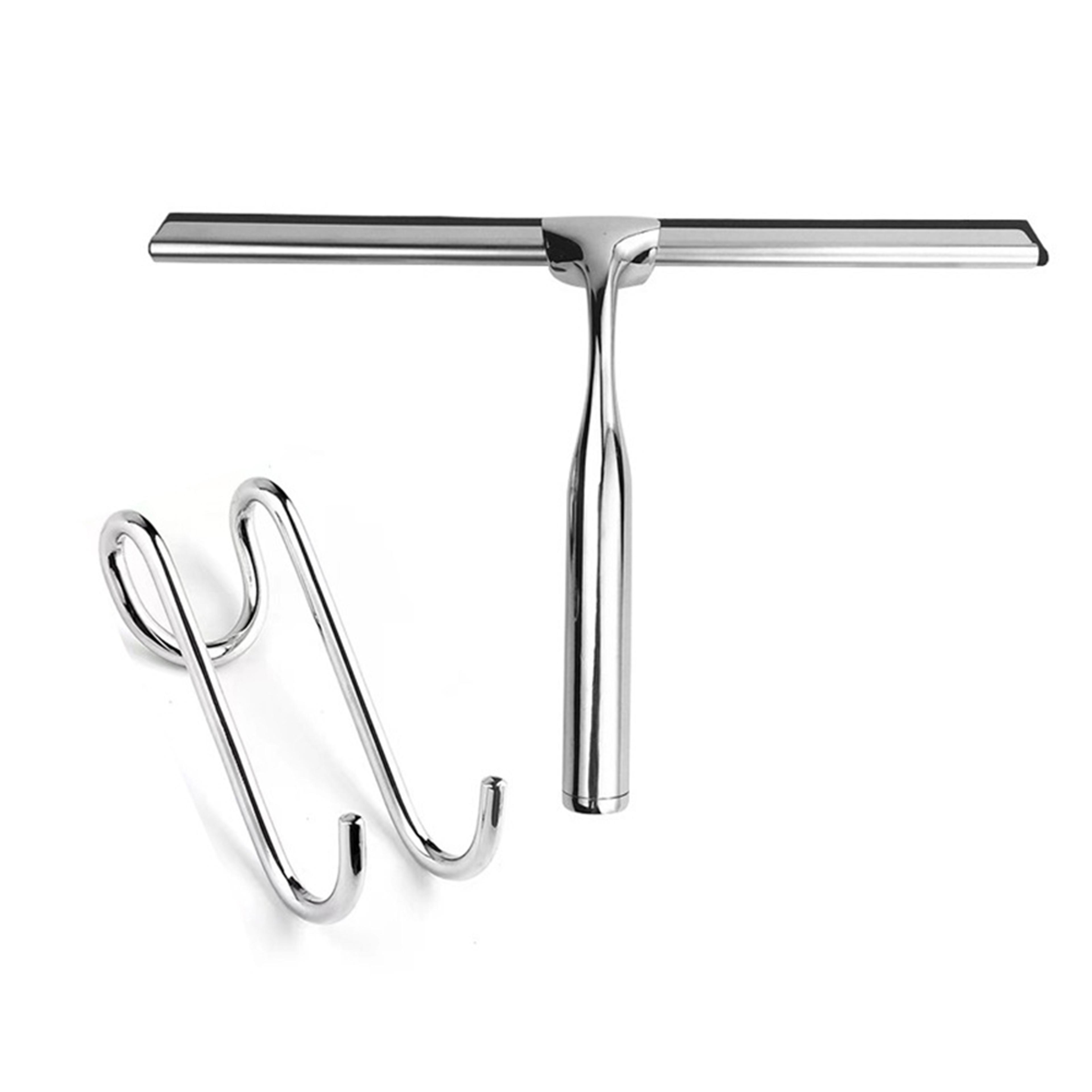 stainless steel shower squeegee glass cleaner for shower doors, windows & bathroom mirrors