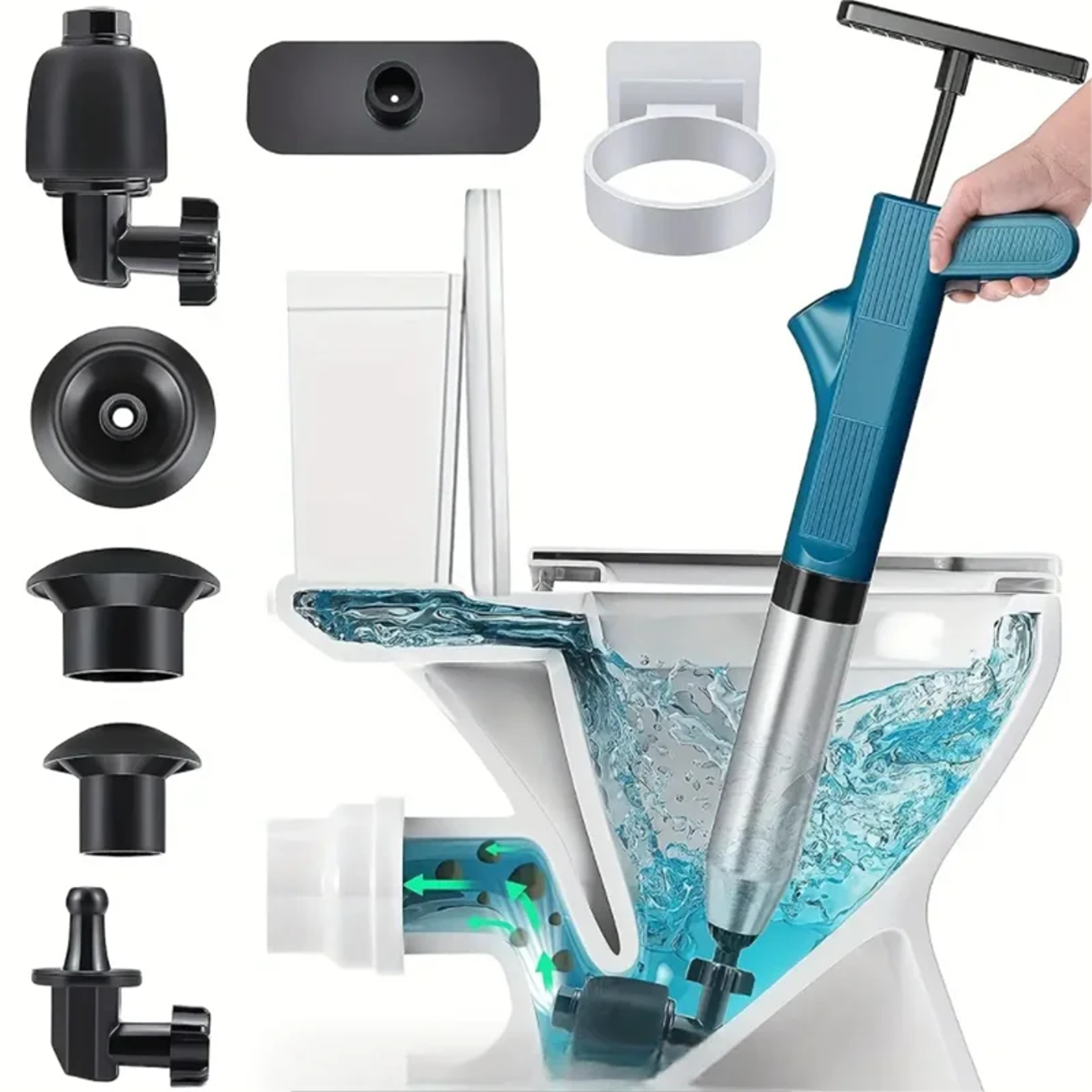 pneumatic high pressure drain blaster kit stainless steel toilet plunger & pipe unclogger