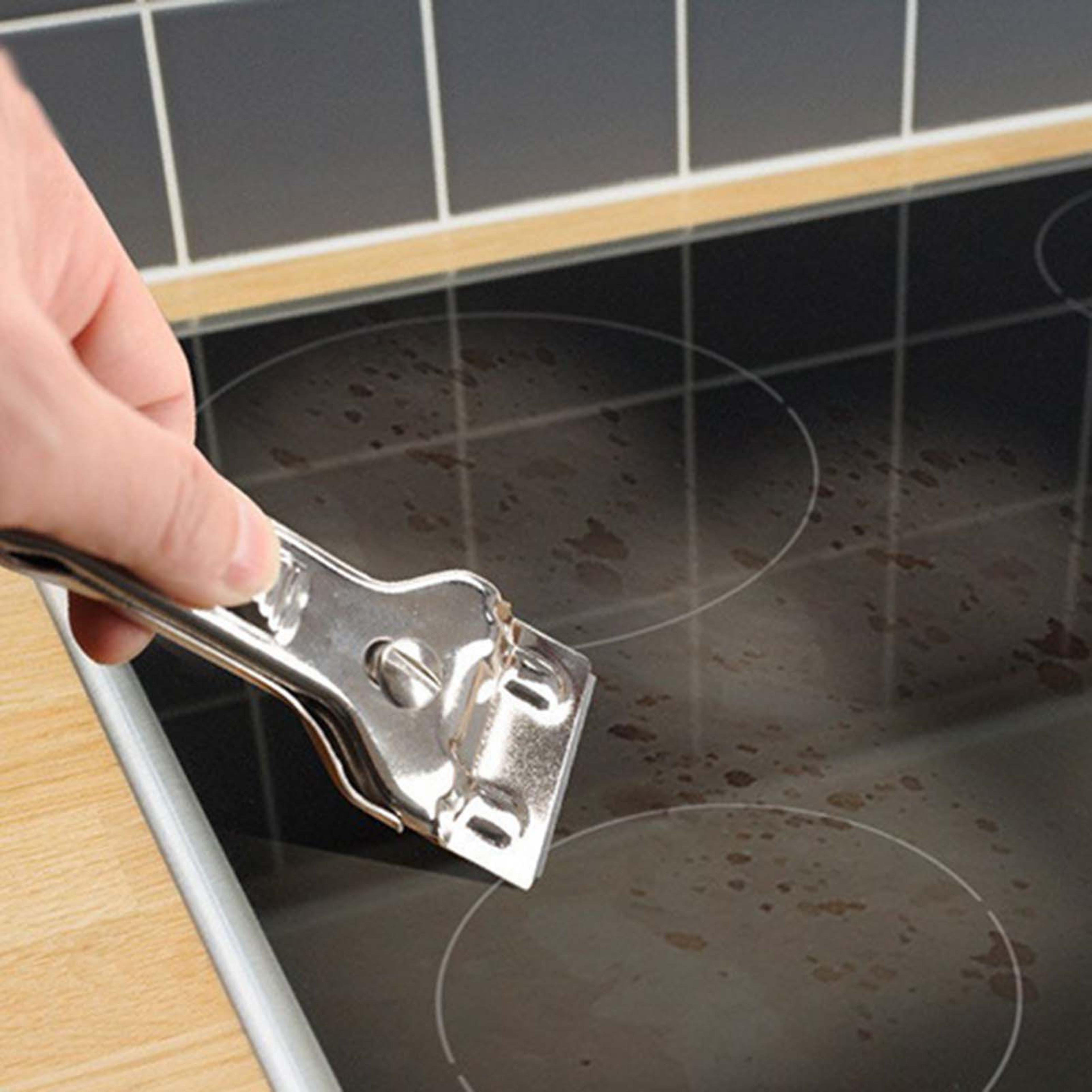 non-scratch ceramic scraper for glass cooktops, windows & oven cleaning