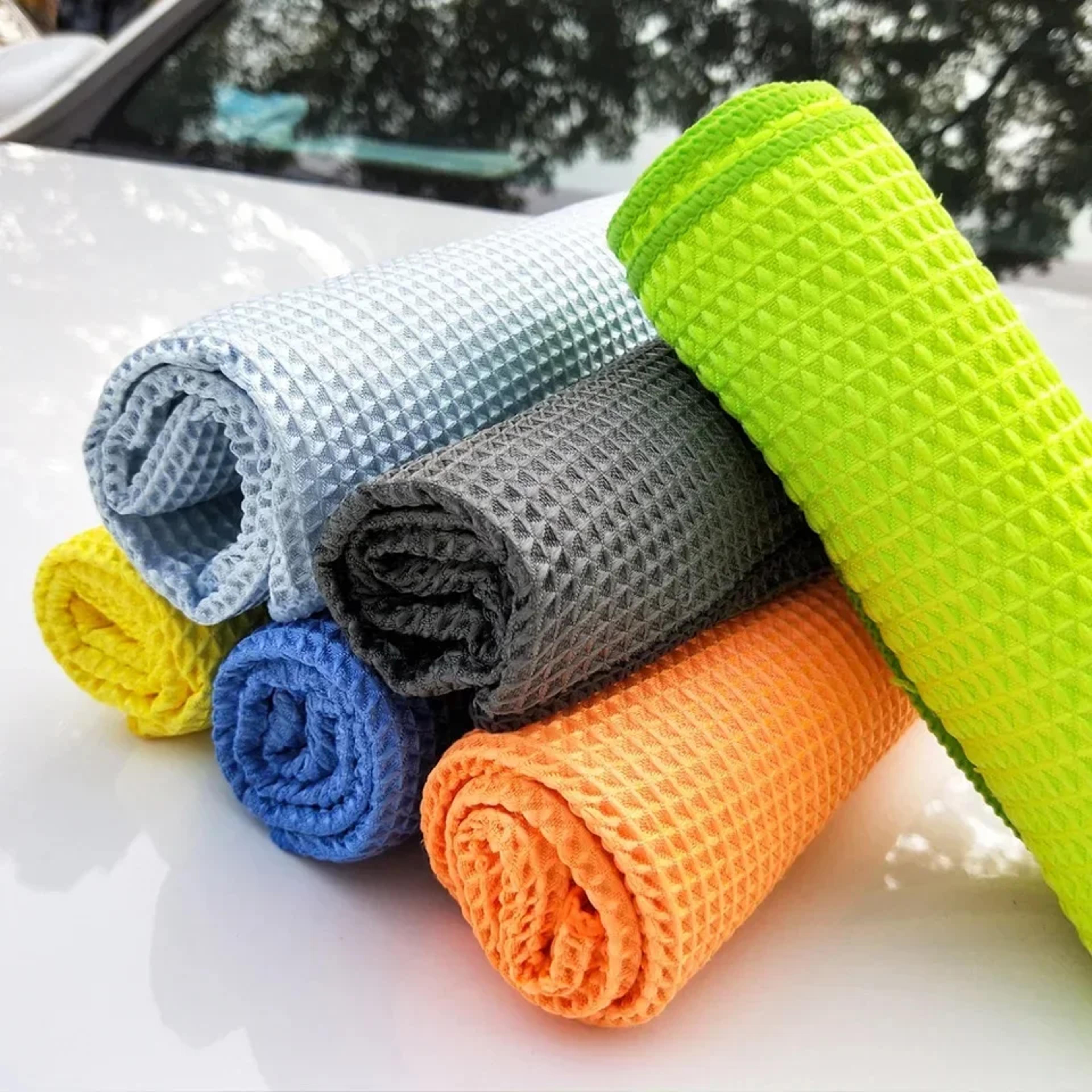 ultra absorbent microfiber car wash towel 2-pack waffle weave glass & auto detailing cleaning cloth