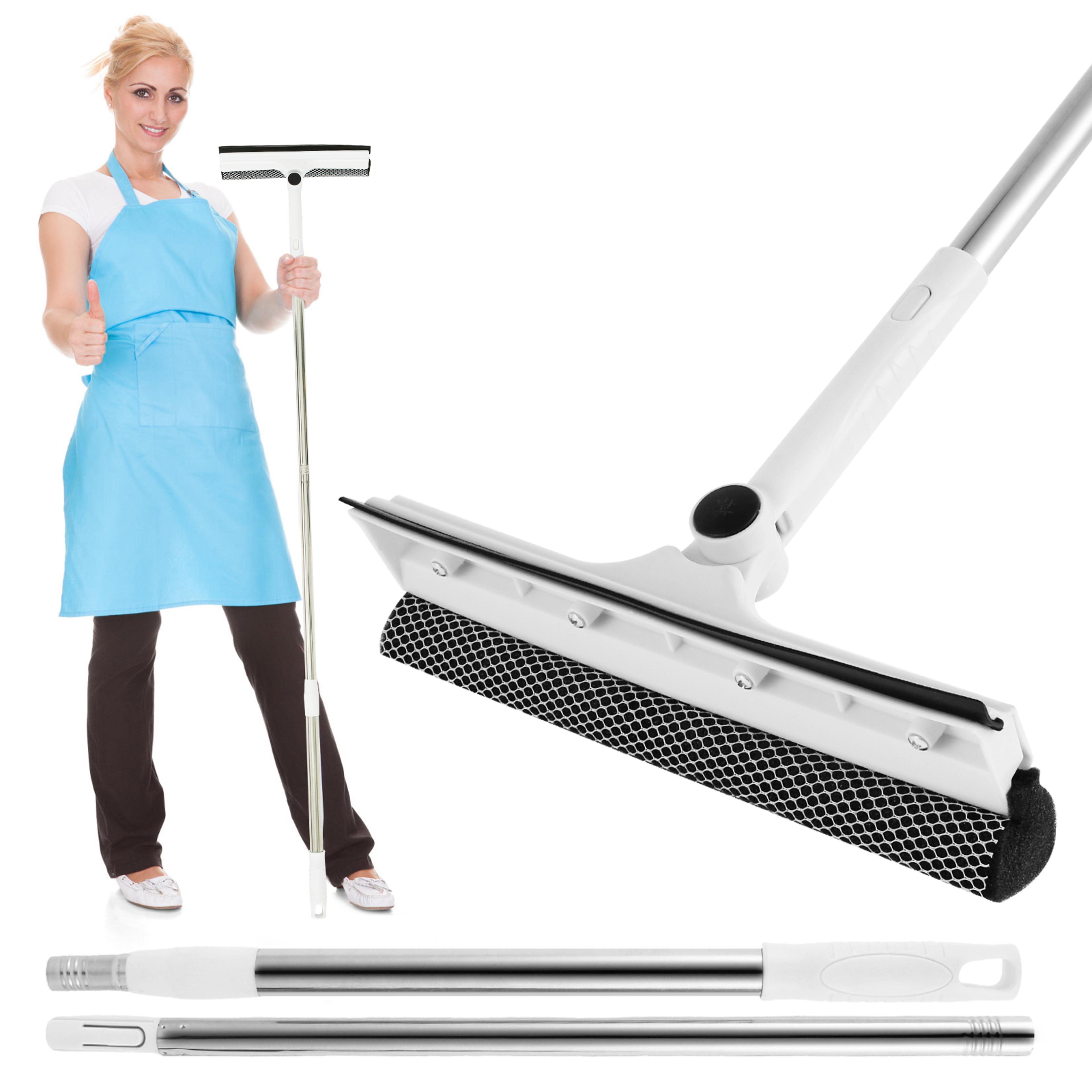 extendable window cleaner with window squeegee & rotating glass cleaning tool