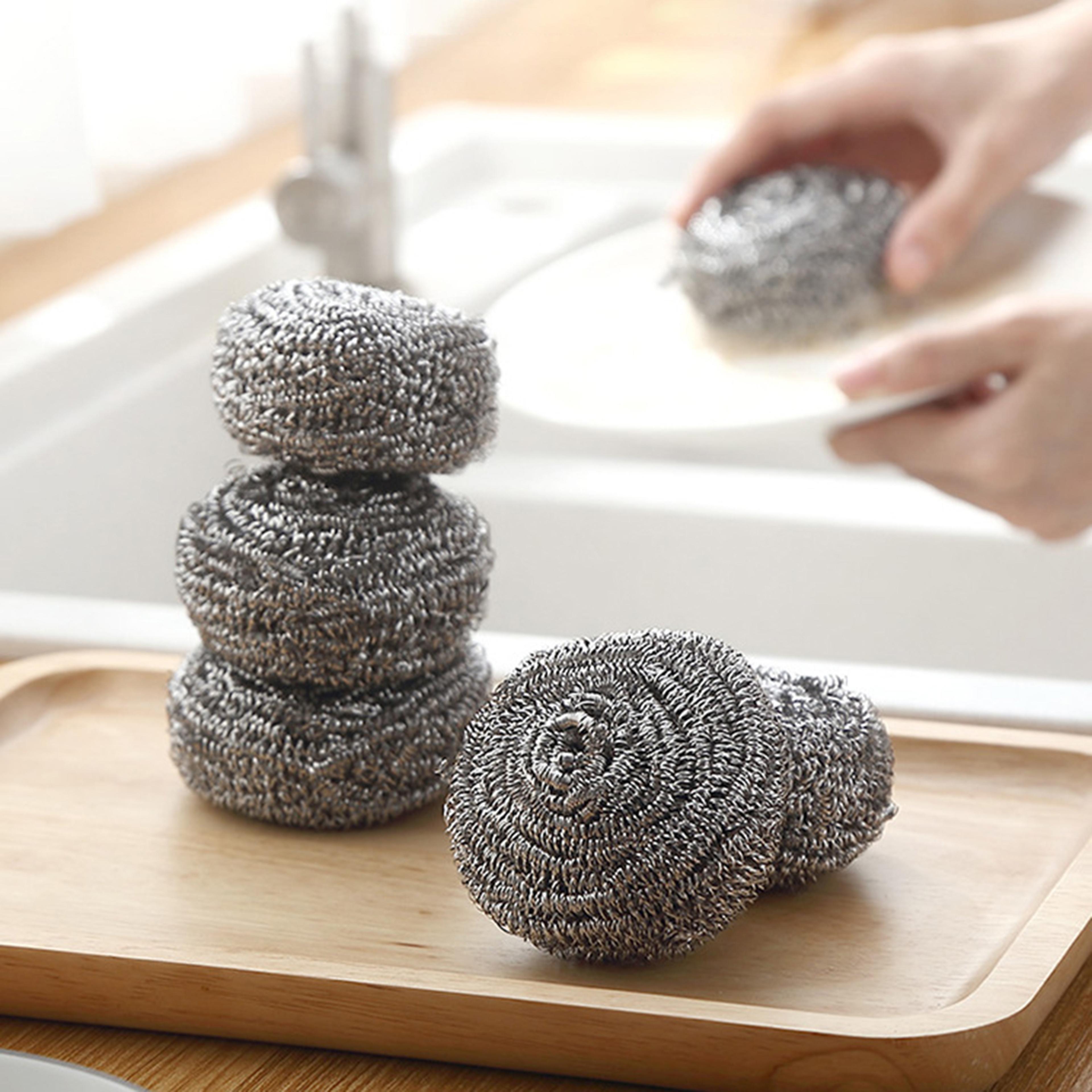heavy duty stainless steel scrubber pack reusable steel wool scrubber scouring pads for kitchen cleaning