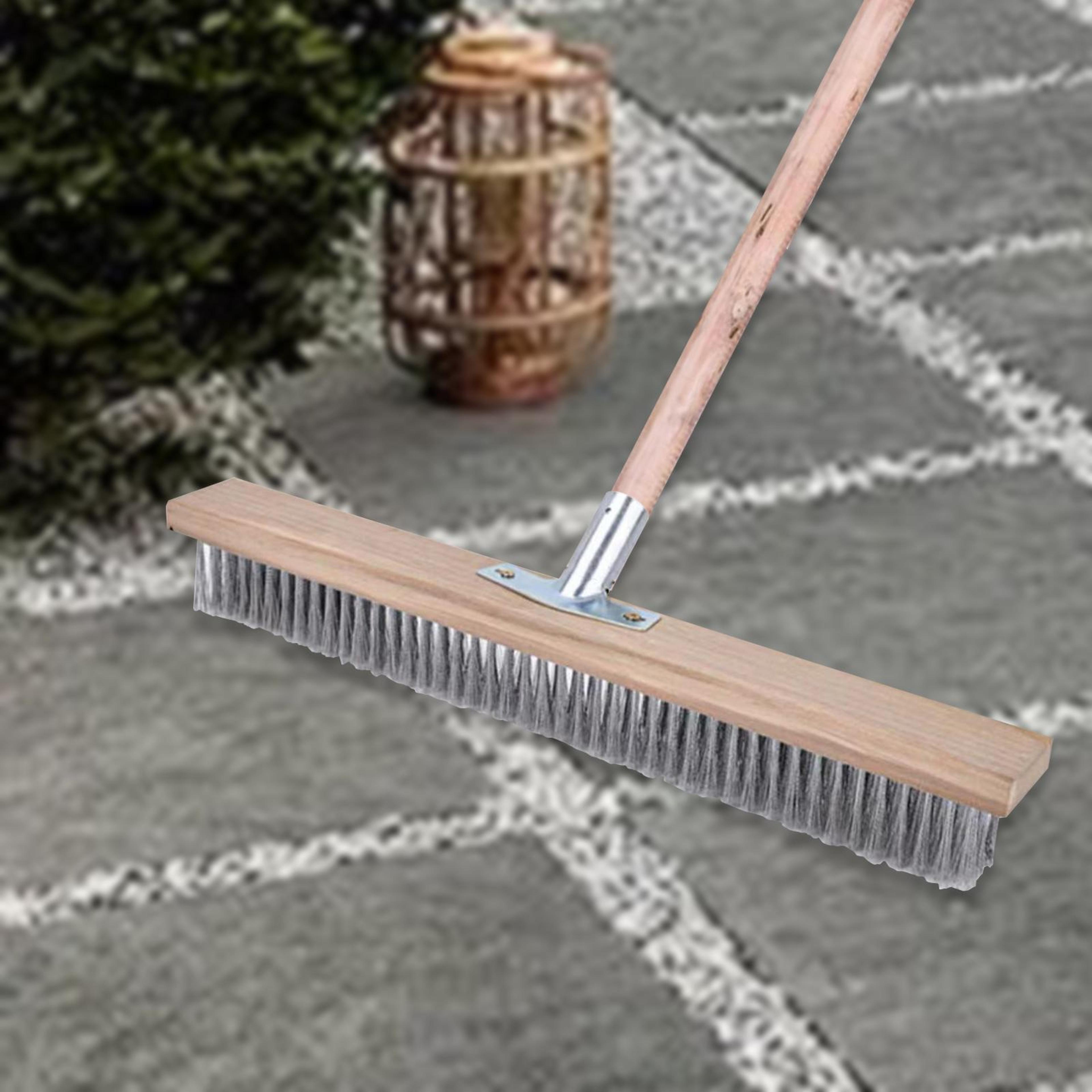 heavy duty stainless steel wire brush floor scrub brush for pool, deck & concrete cleaning