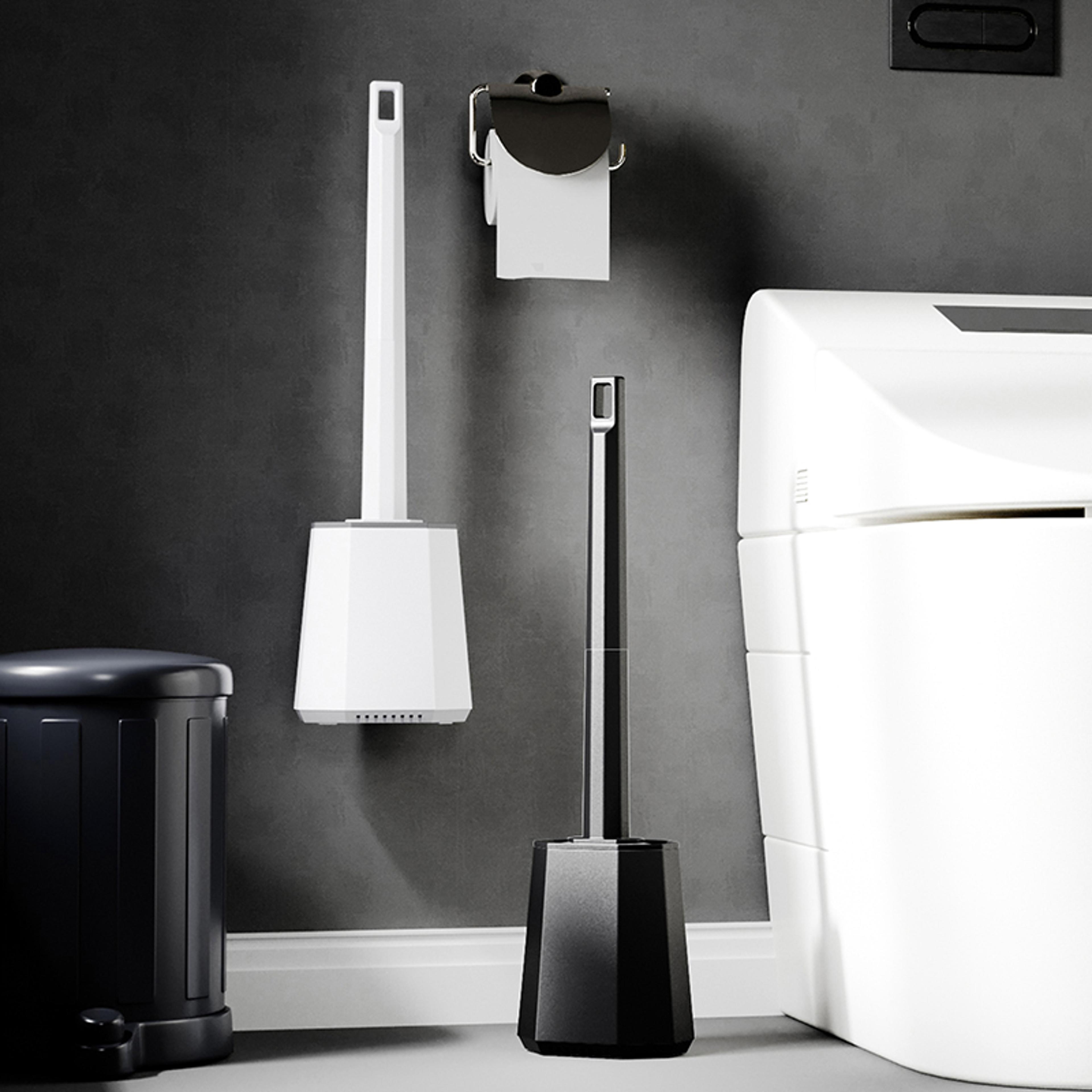 diamond wall mounted silicone toilet brush & holder for deep bathroom cleaning