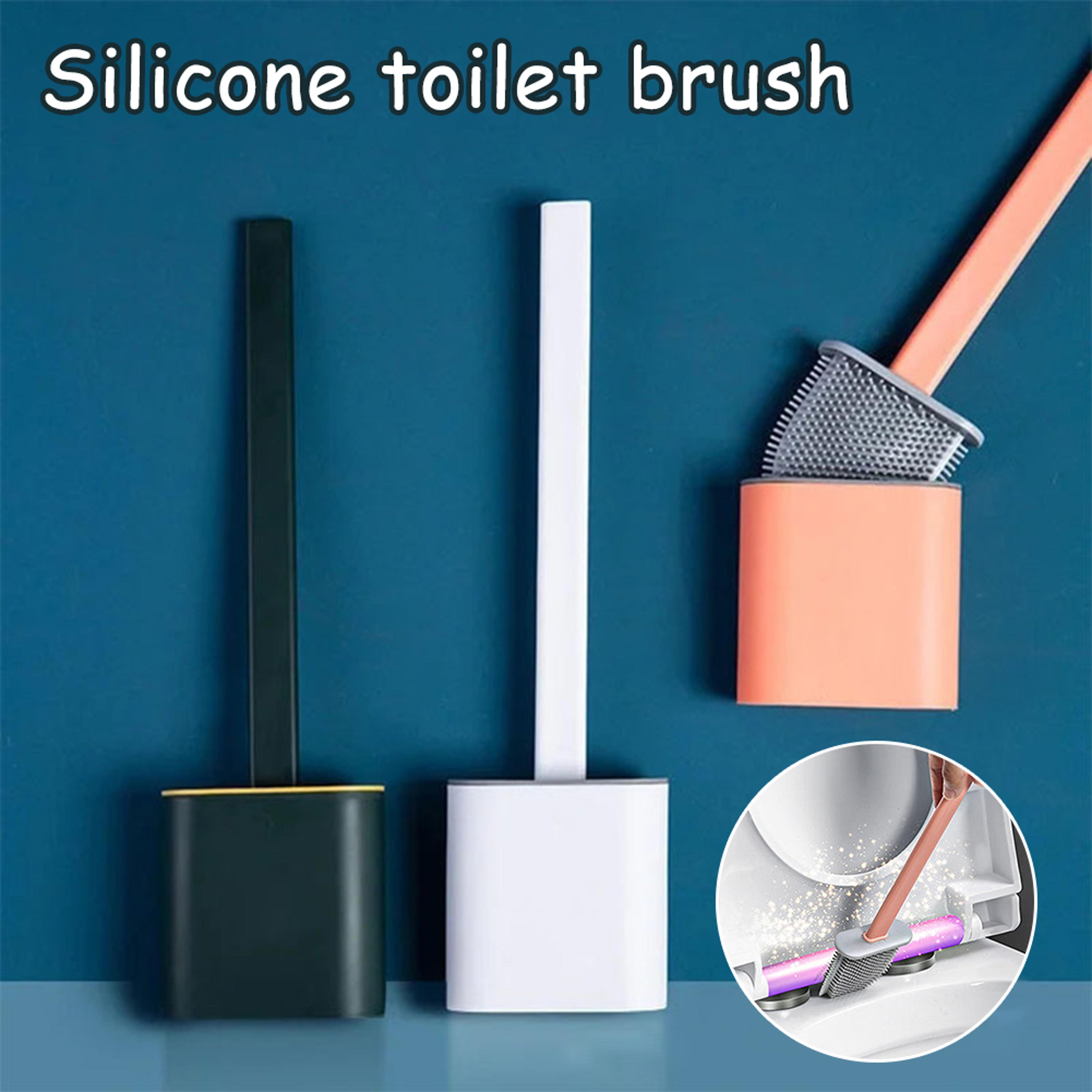 flexclean silicone toilet brush with wall mounted & toilet brush holder for deep bathroom cleaning