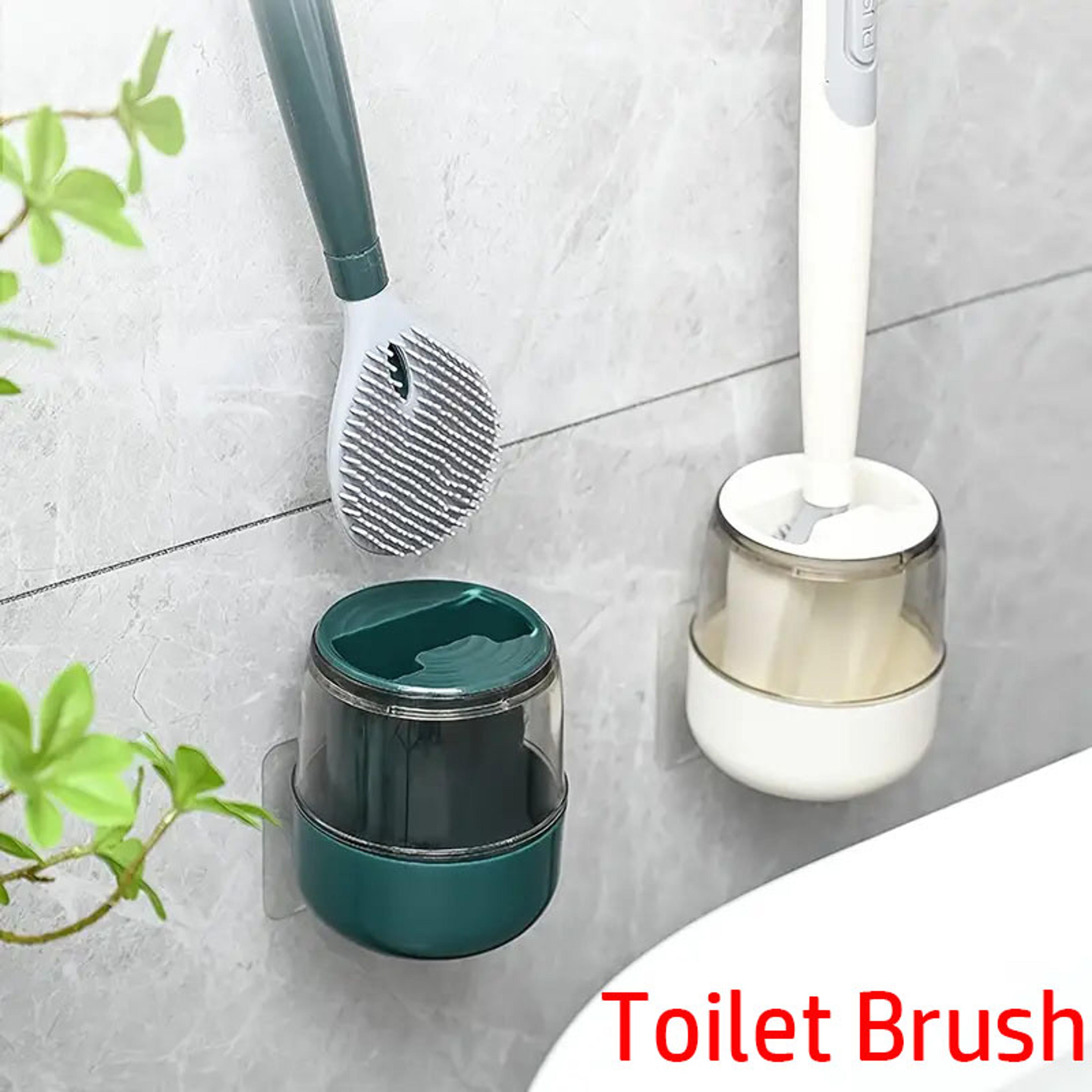 flexclean wall mounted toilet brush with holder & flexible silicone cleaning head