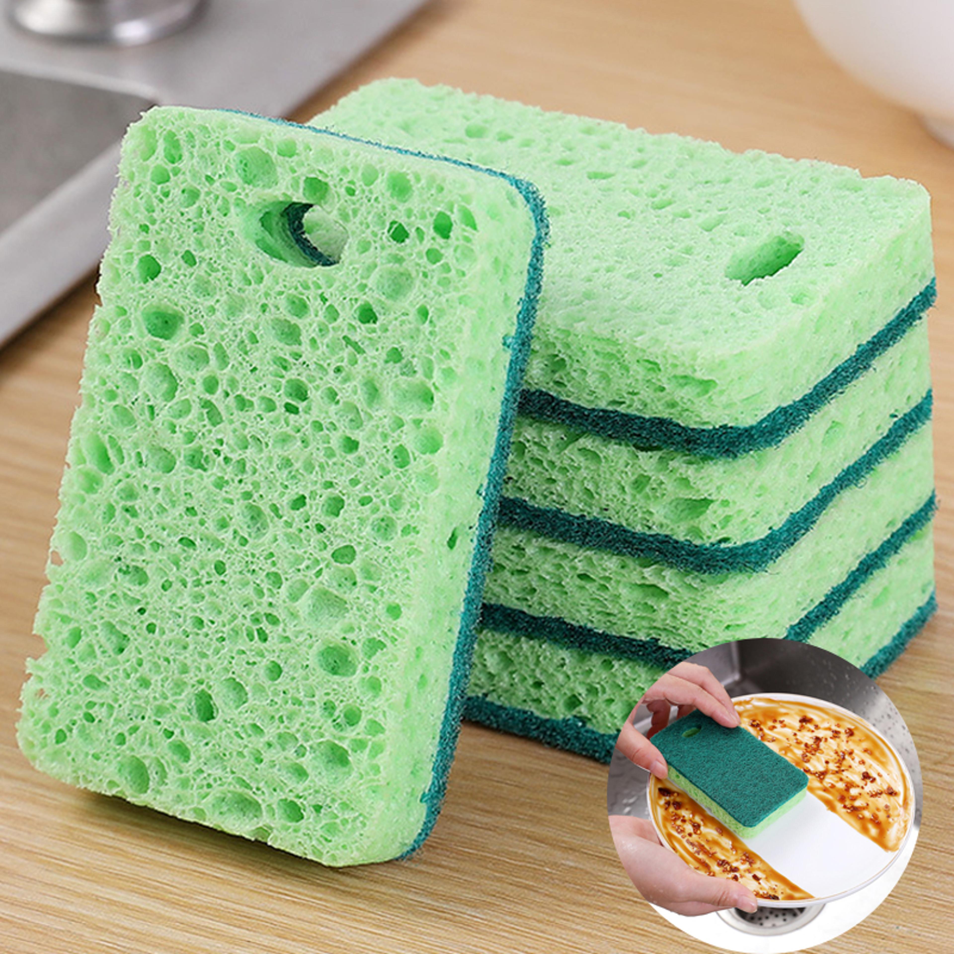 natural wood pulp sponge reusable kitchen cleaning sponge for dishes, counters & cookware
