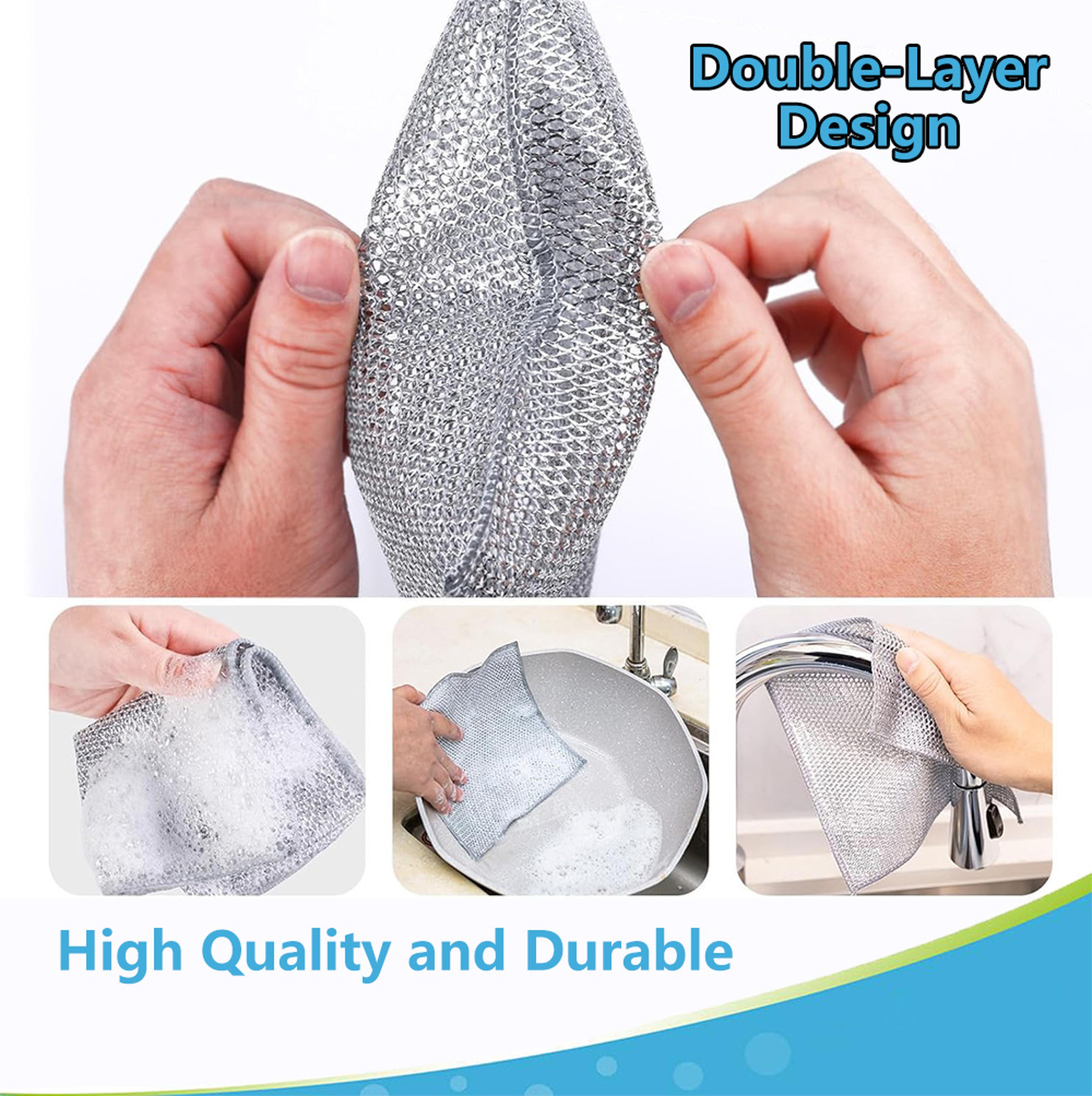 stainless steel dishcloth reusable wire mesh kitchen cleaning cloths