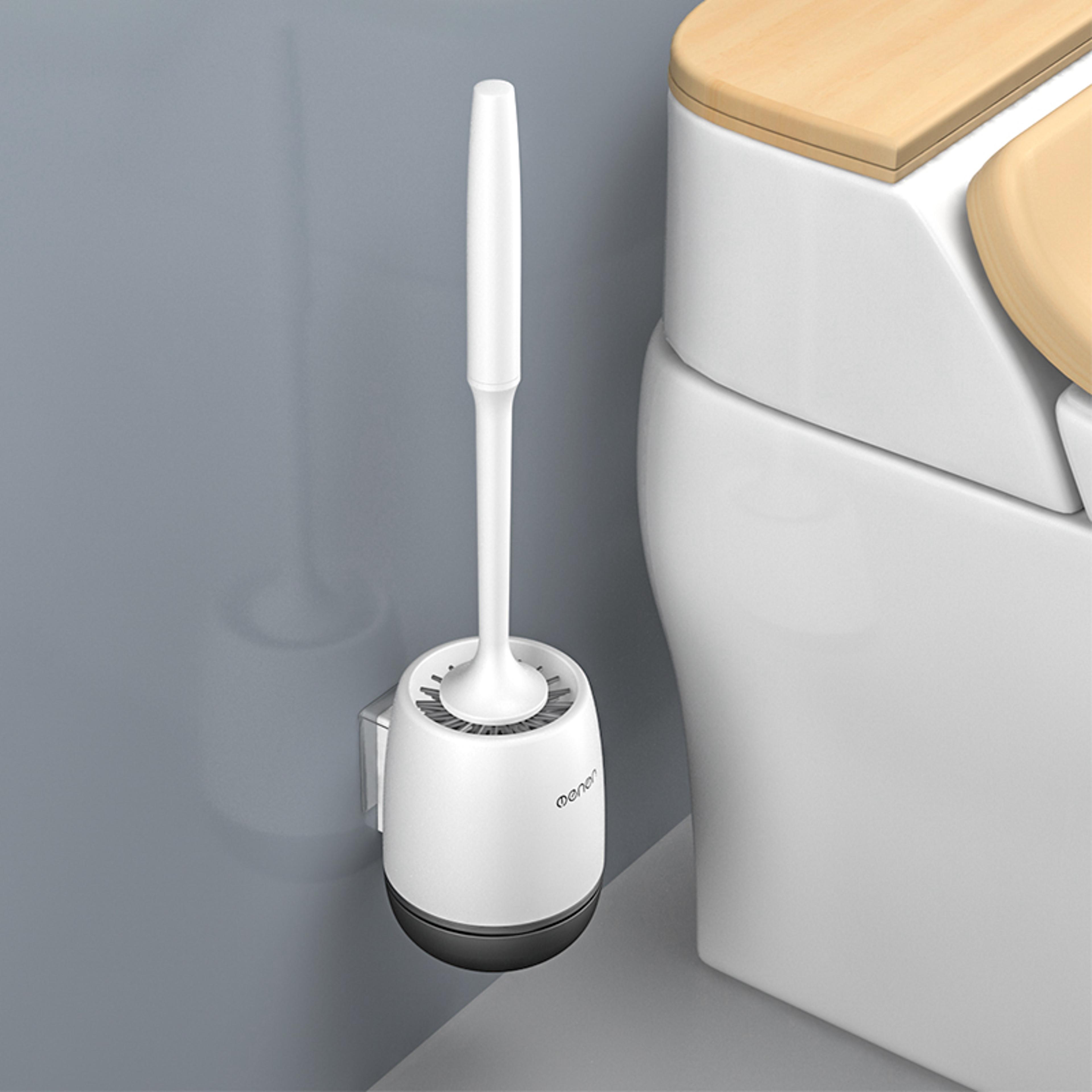 flexclean silicone toilet brush with quick-dry holder wall mounted bathroom cleaning brush