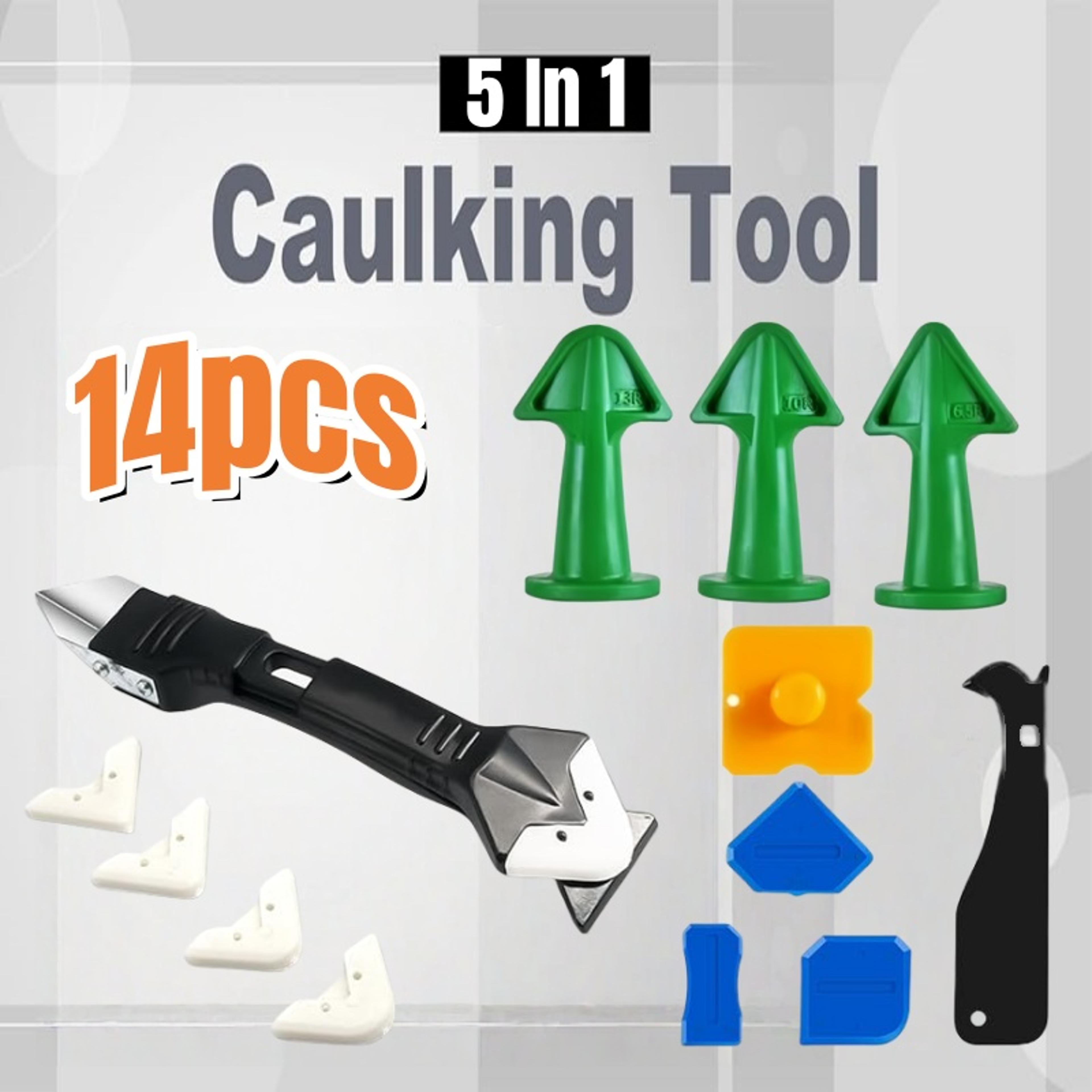 caulking tool kit with silicone sealant remover & grout scraper set