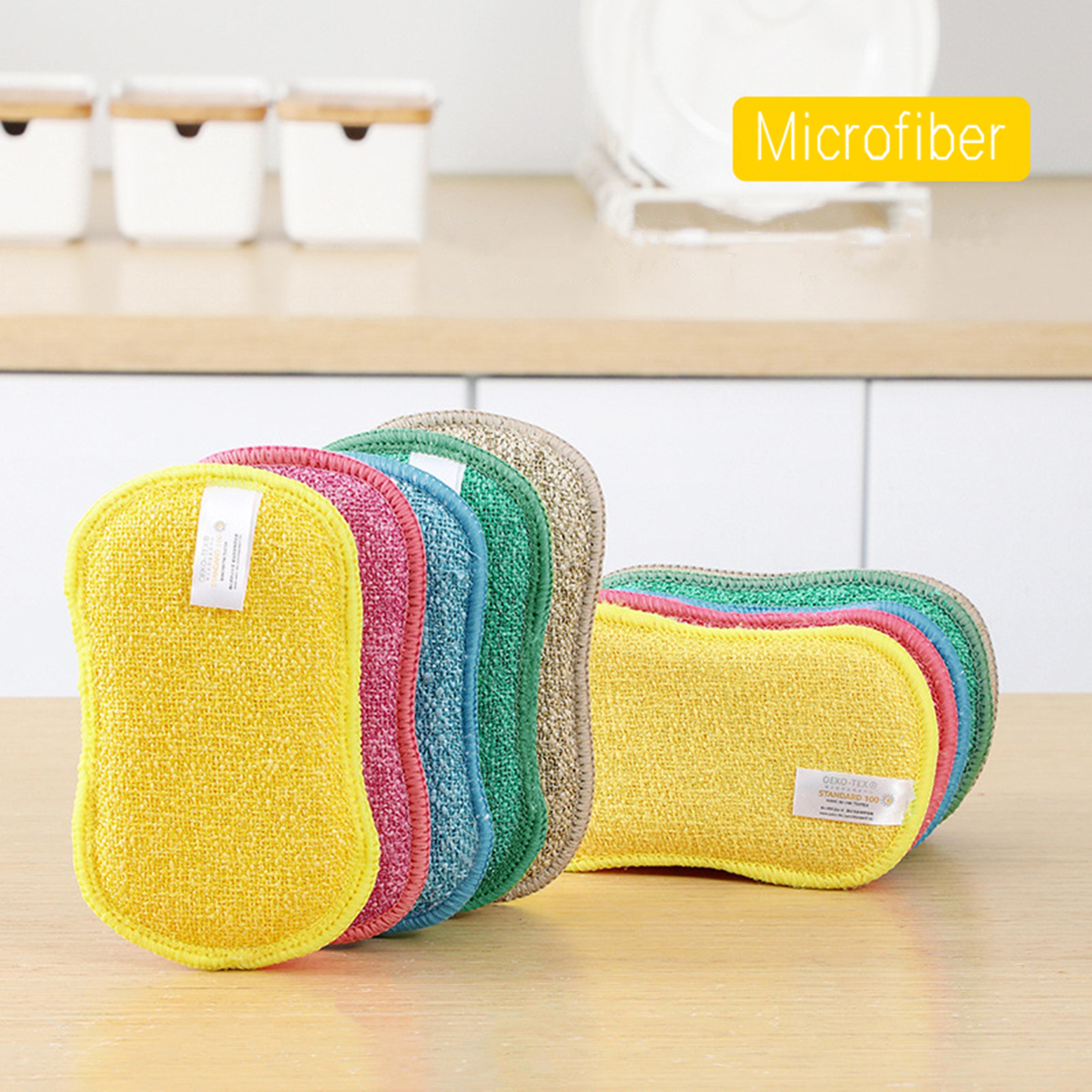 dishwashing sponge set double-sided microfiber sponge for non scratch kitchen cleaning