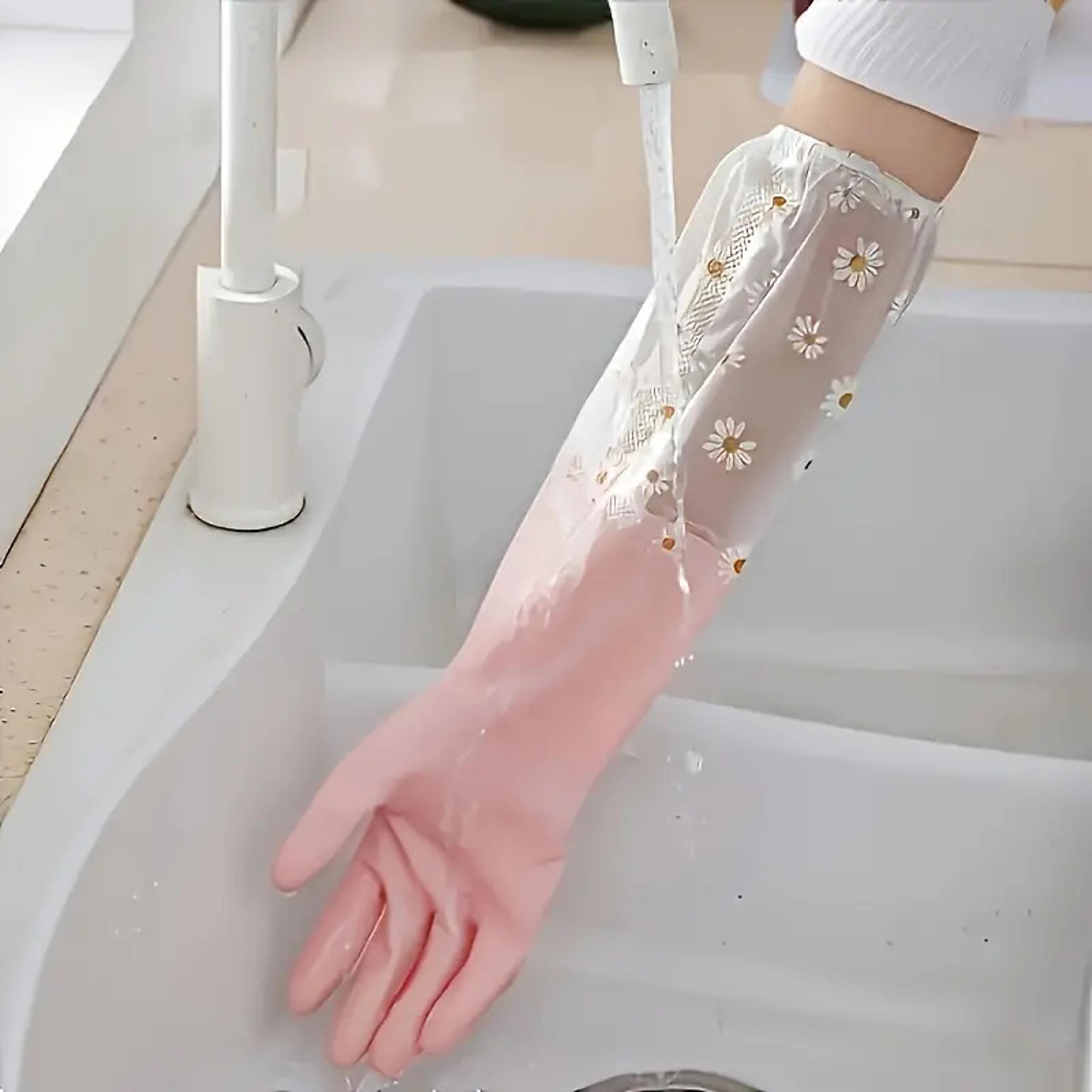 durable waterproof cleaning gloves non-slip pvc dishwashing gloves for kitchen & household tasks