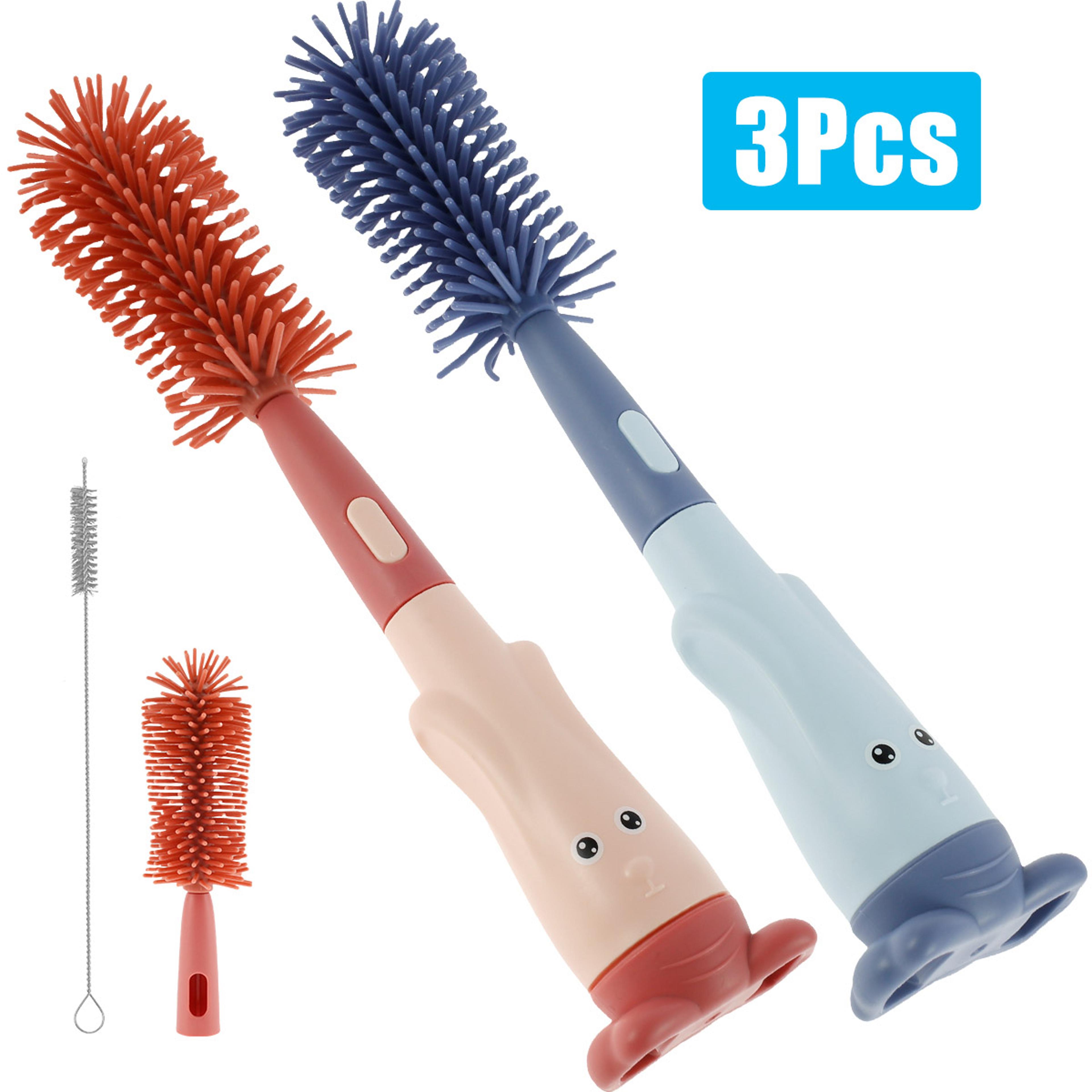 baby bottle brush set with silicone bottle brush and straw cleaner stand