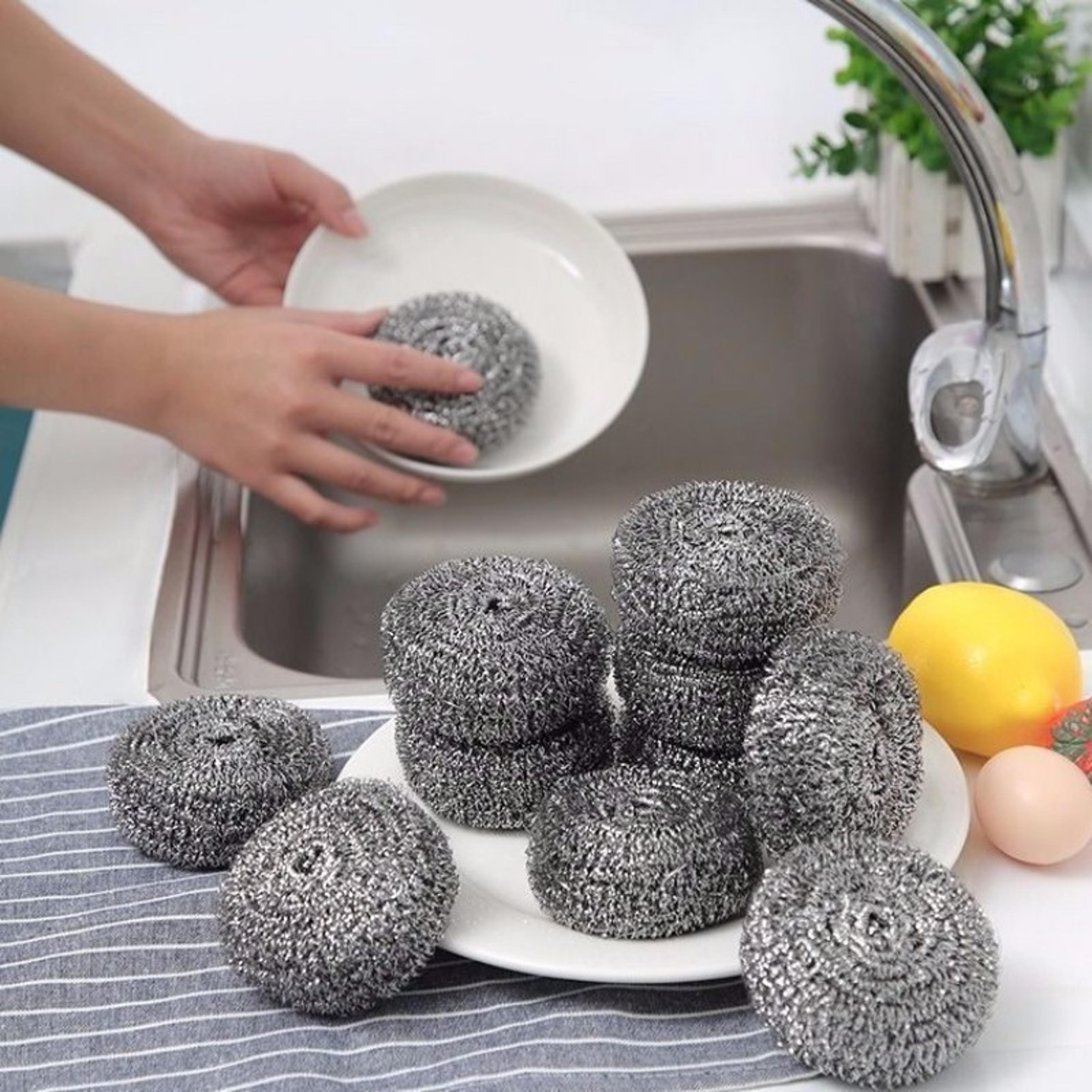 heavy duty stainless steel scrubber scouring pads for pots, pans & kitchen cleaning
