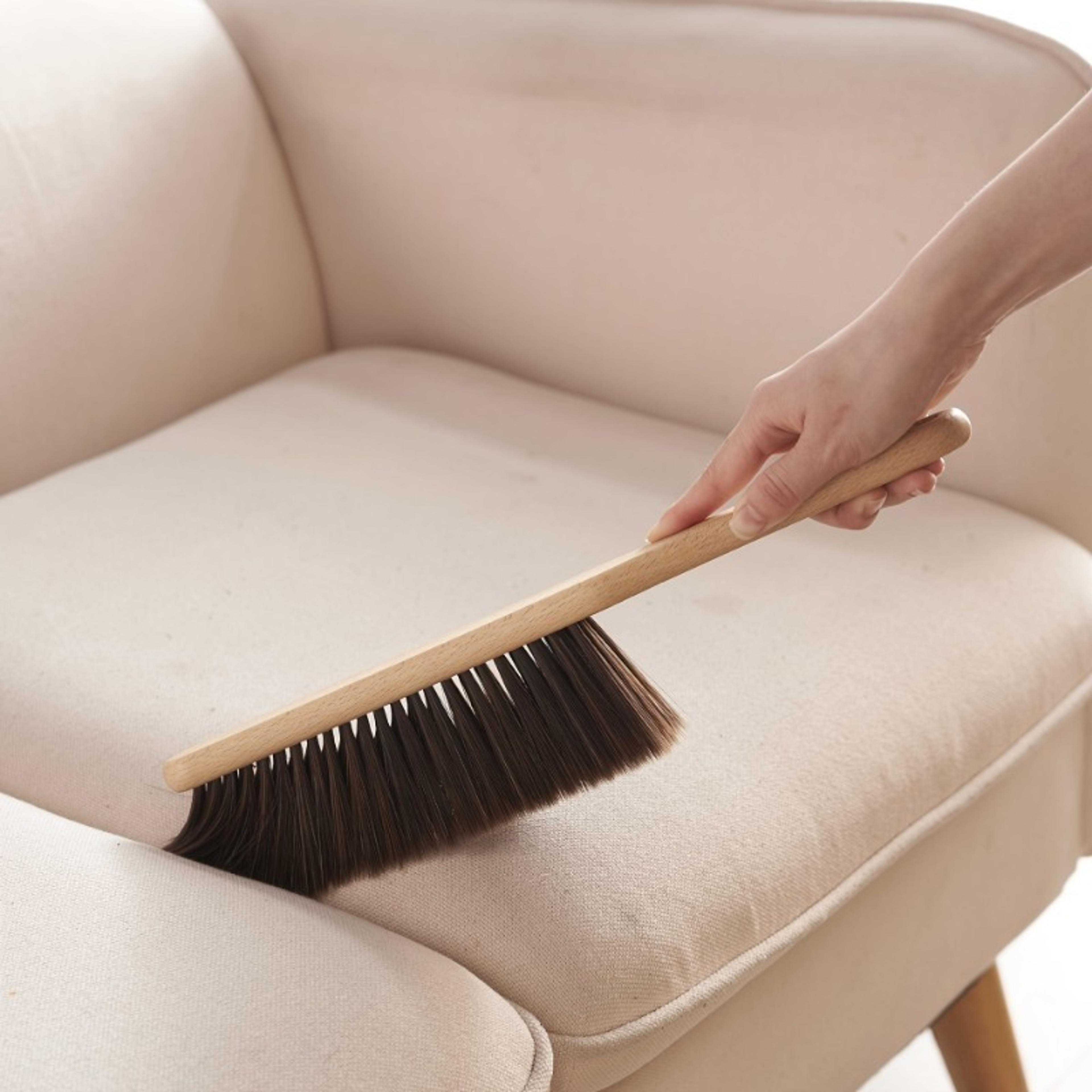 soft hand dusting brush with wooden handle for furniture, countertops & everyday home cleaning