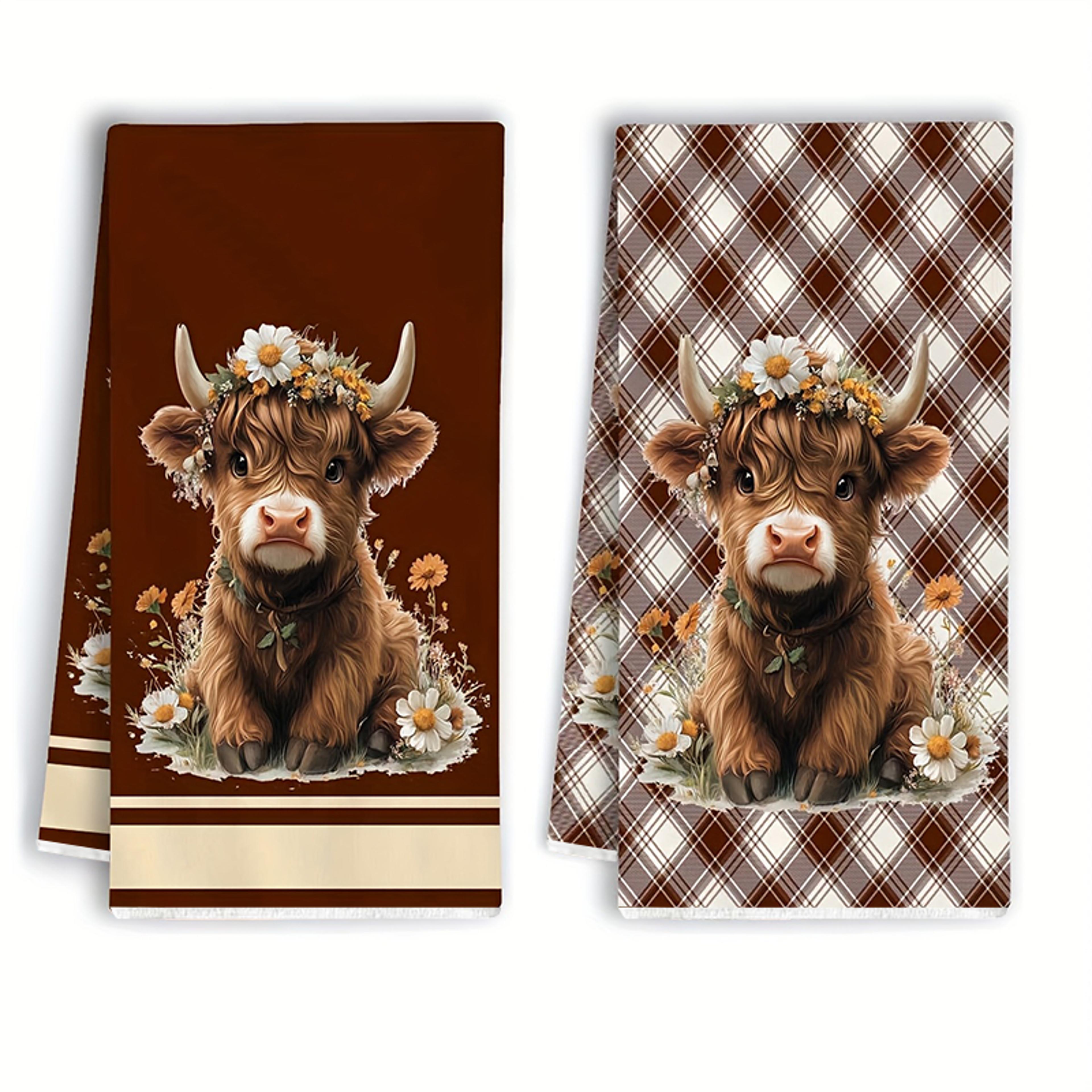 highland cow kitchen towels pack farmhouse absorbent tea towels
