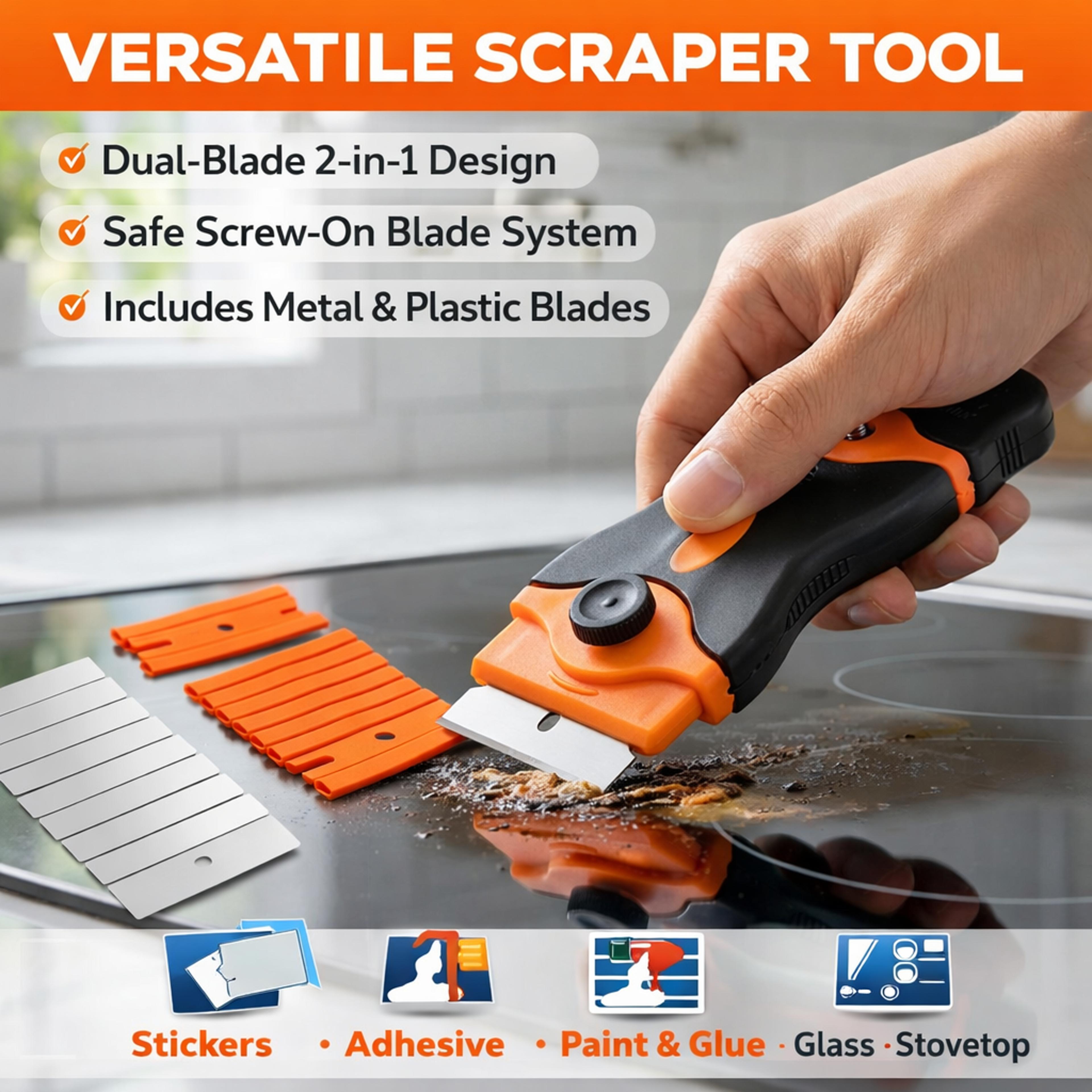 multi purpose glass scraper window scraper & ceramic ice removal cleaning tool