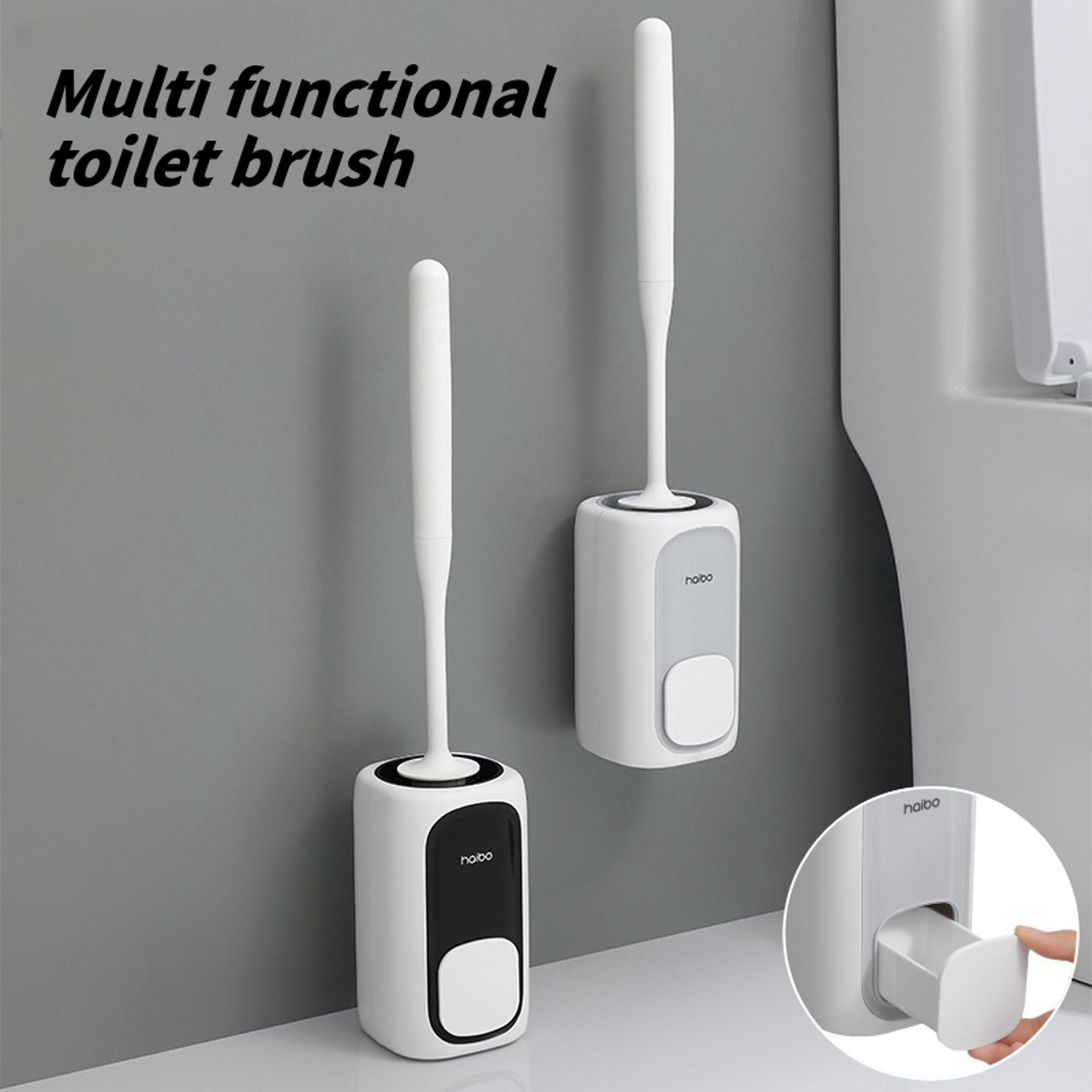 flexiclean silicone toilet brush with quick dry holder & long handle