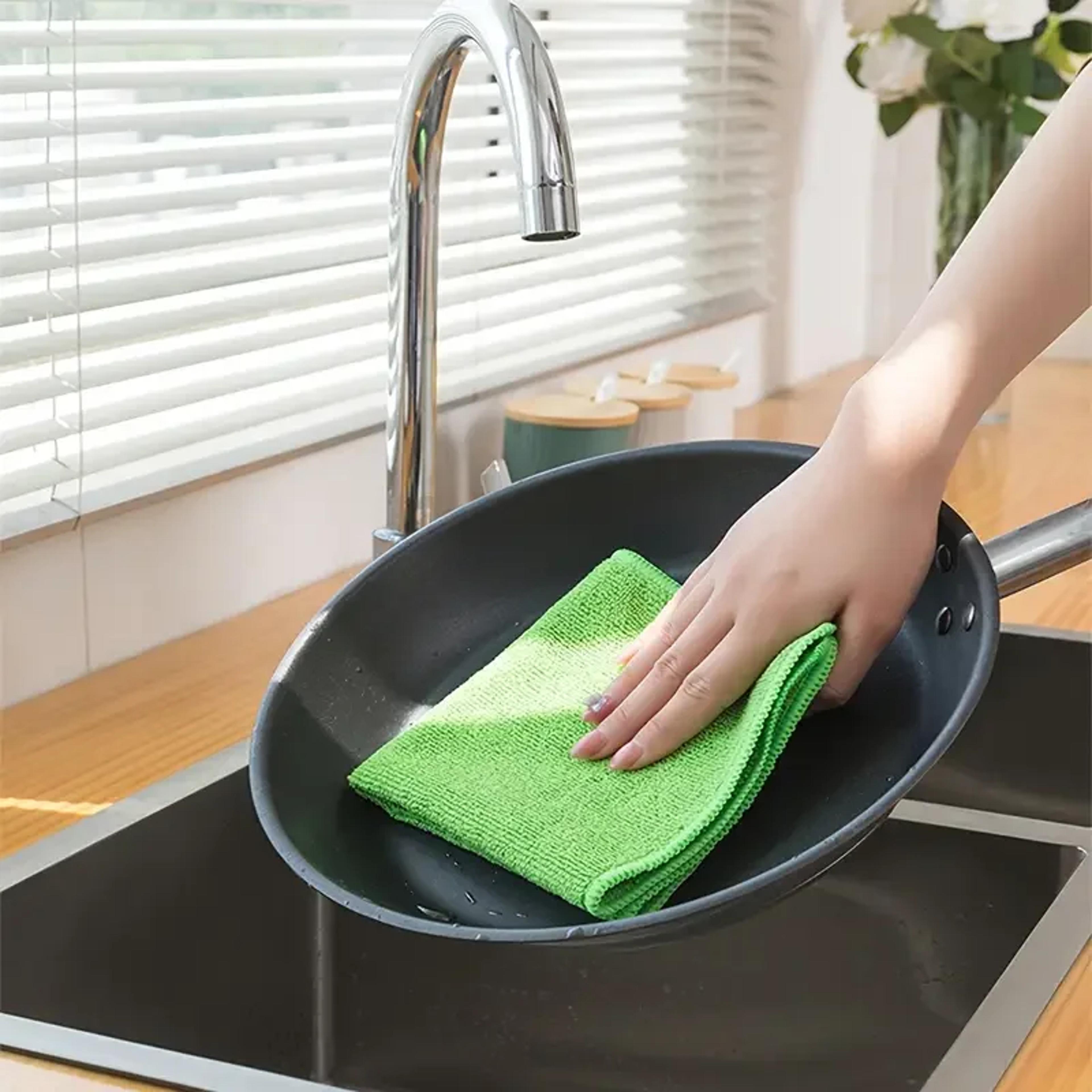 ultra absorbent microfiber cleaning cloth set for kitchen, bathroom & household cleaning