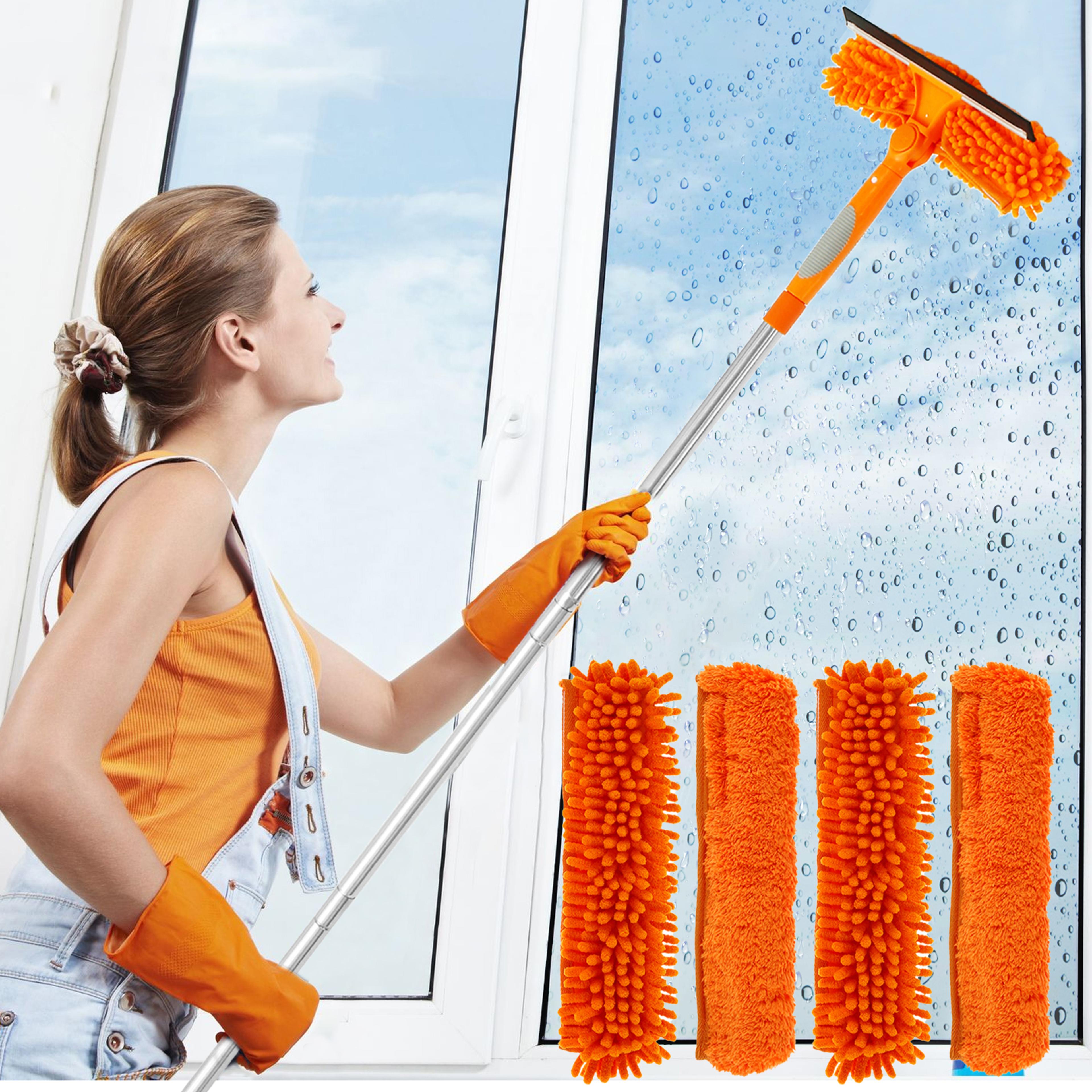 window squeegee with extendable handle window cleaning tool for glass, shower doors & mirrors