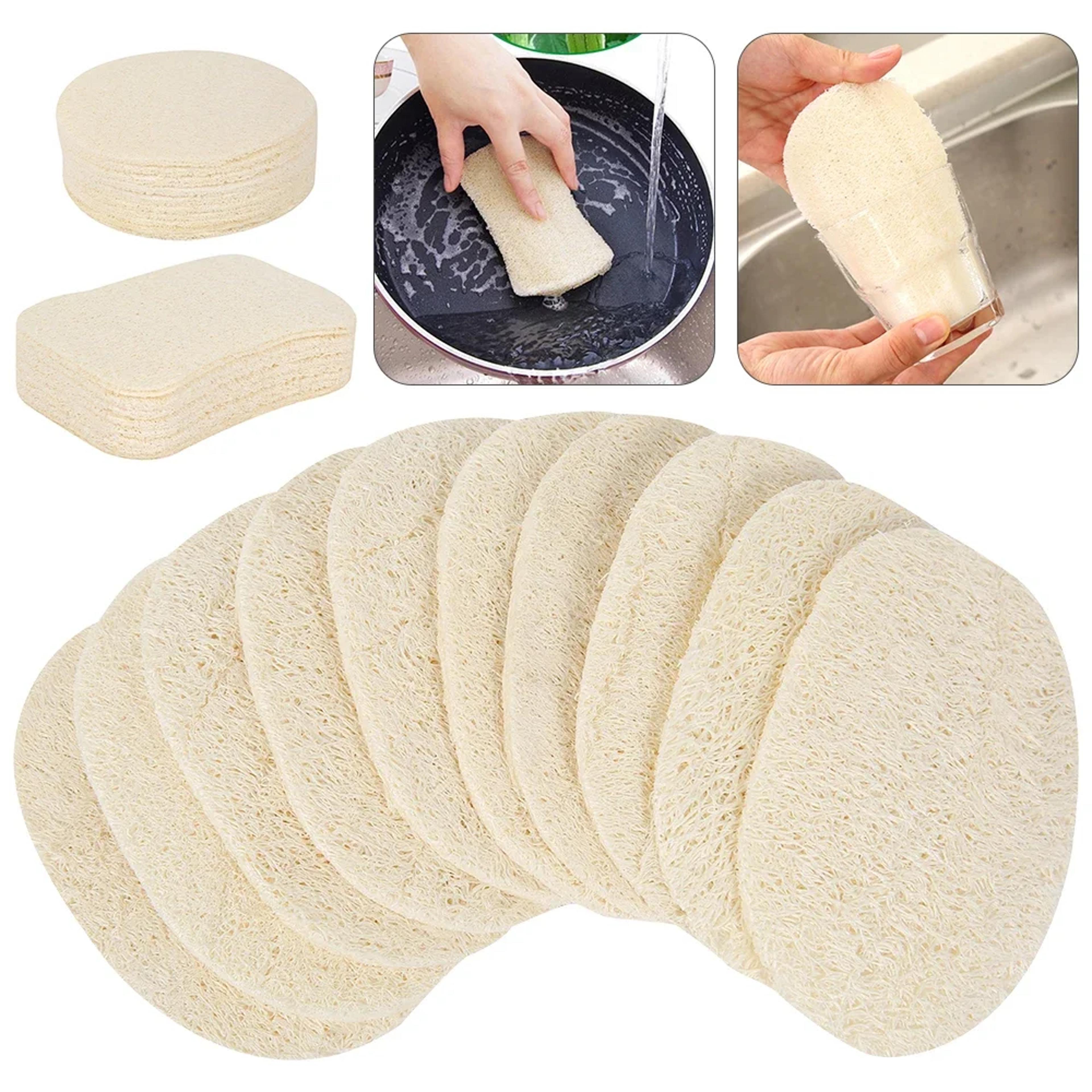 natural luffa sponge loofah dish scrubber set pack eco friendly biodegradable kitchen cleaning pads