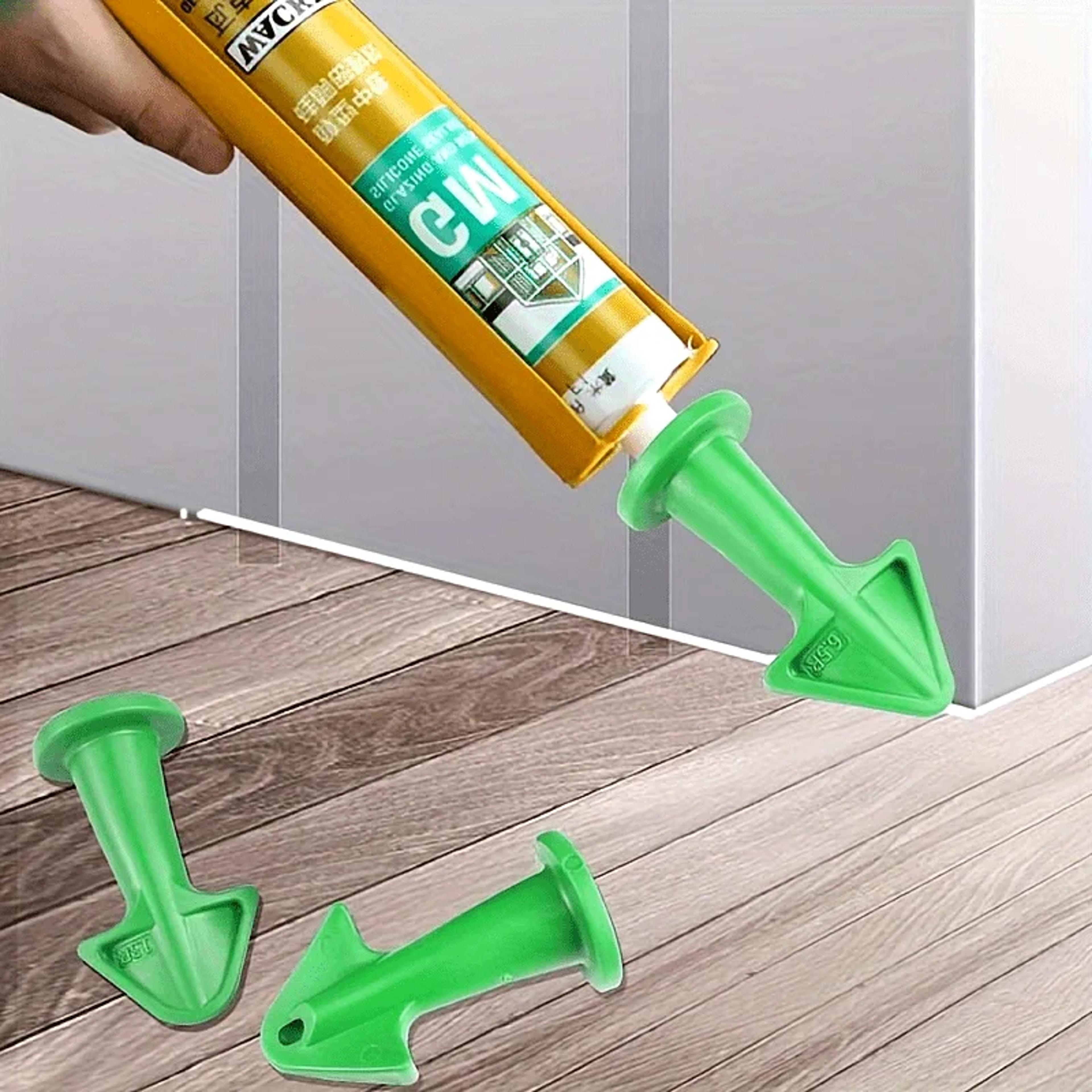 piece silicone caulking tool kit with sealant applicator nozzles & grout scraper