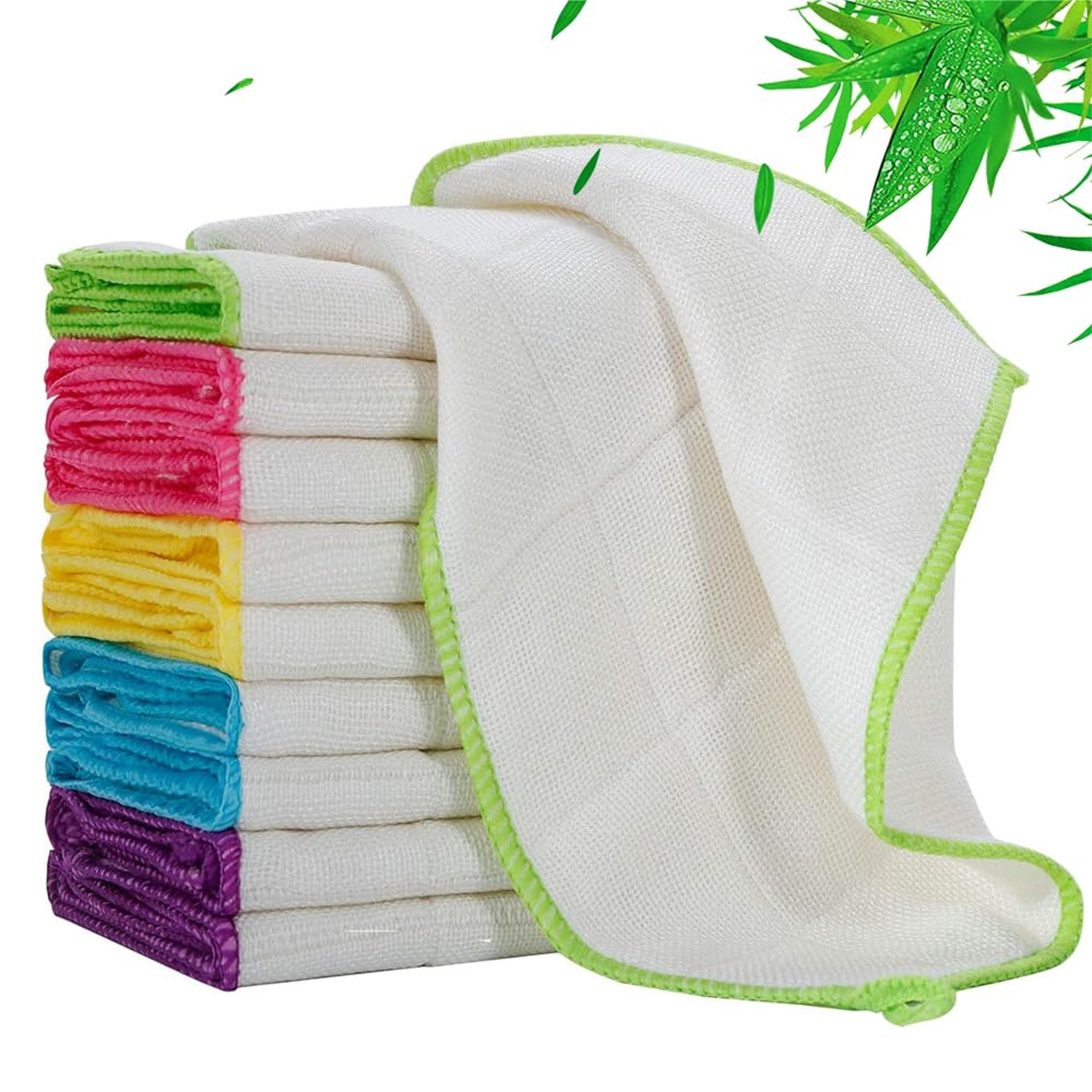 reusable bamboo dish cloths pack absorbent kitchen towels & machine washable cleaning cloths
