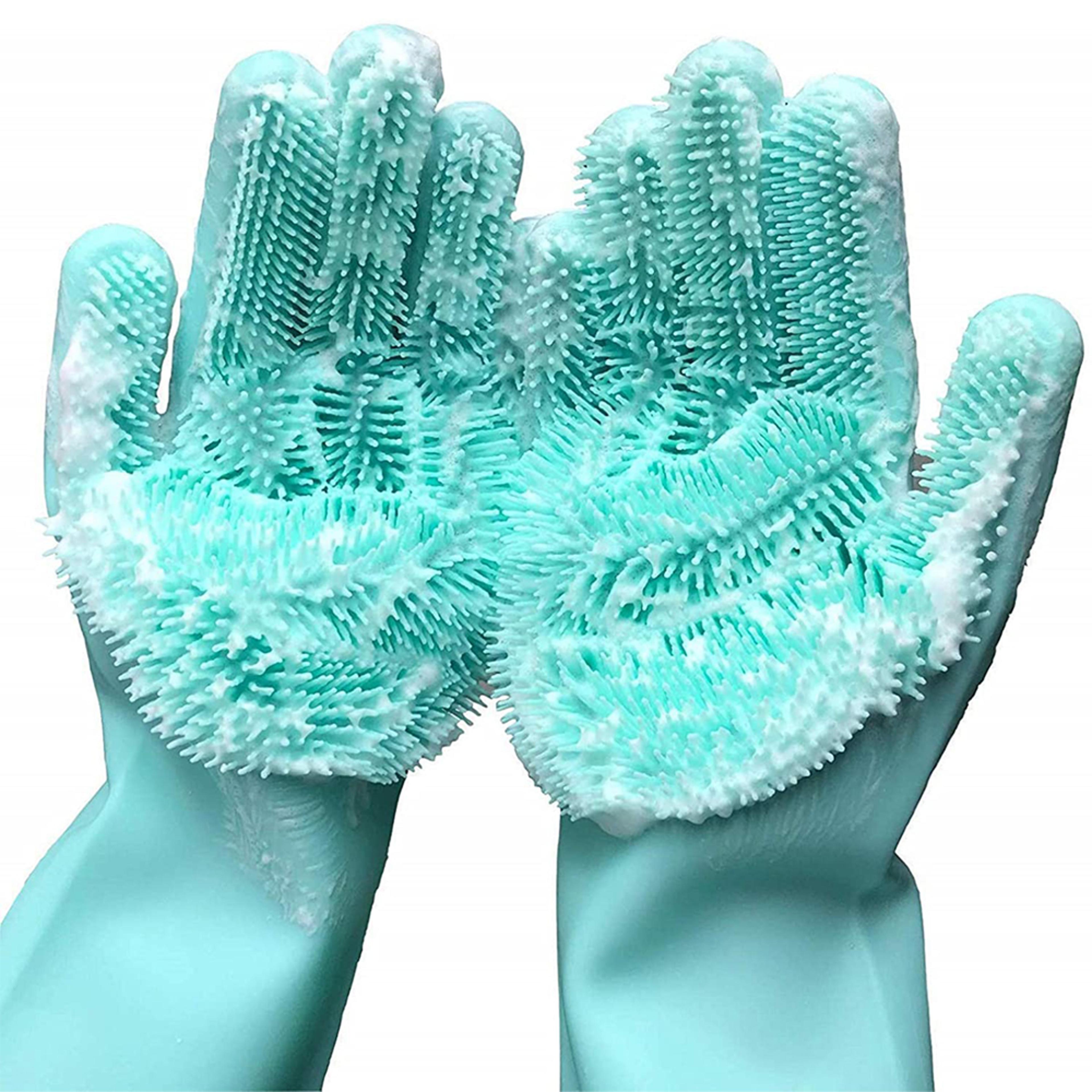 magic silicone dishwashing gloves reusable scrubbing gloves for fast kitchen cleaning