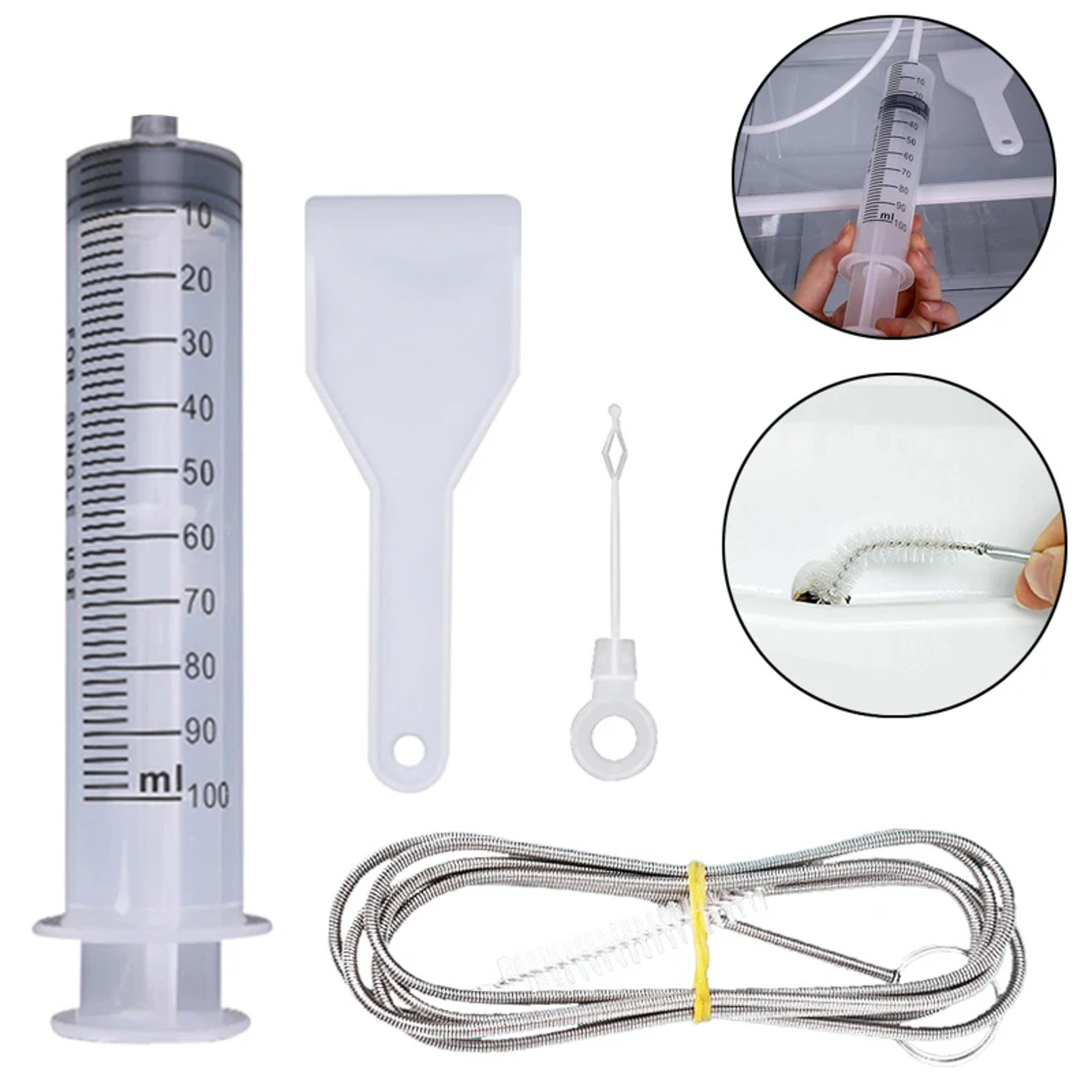 flowclear refrigerator drain hole cleaner kit with flexible fridge drain brush & clog remover