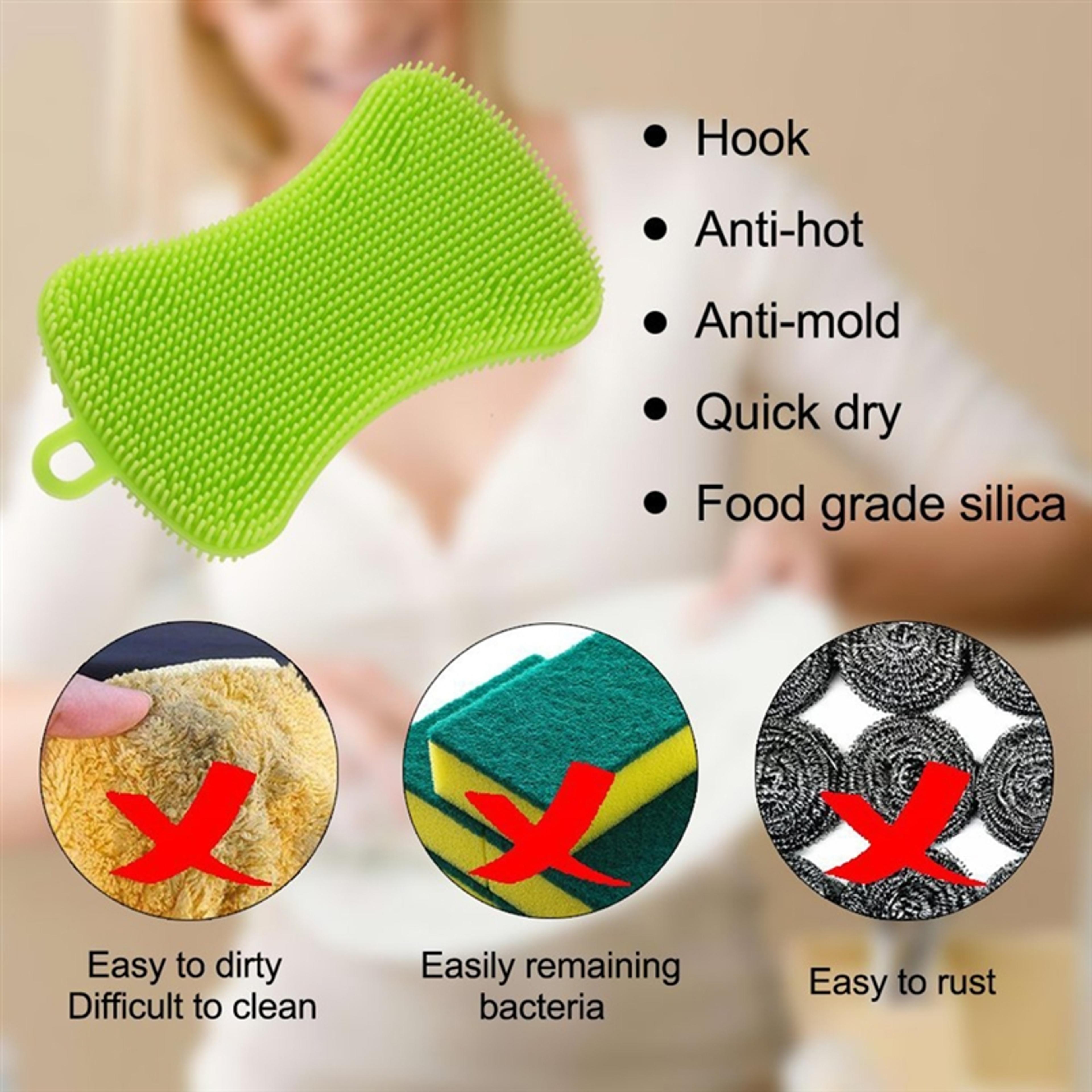 flexiclean silicone dish scrubber multi purpose kitchen cleaning brush for dishes, pots & produce