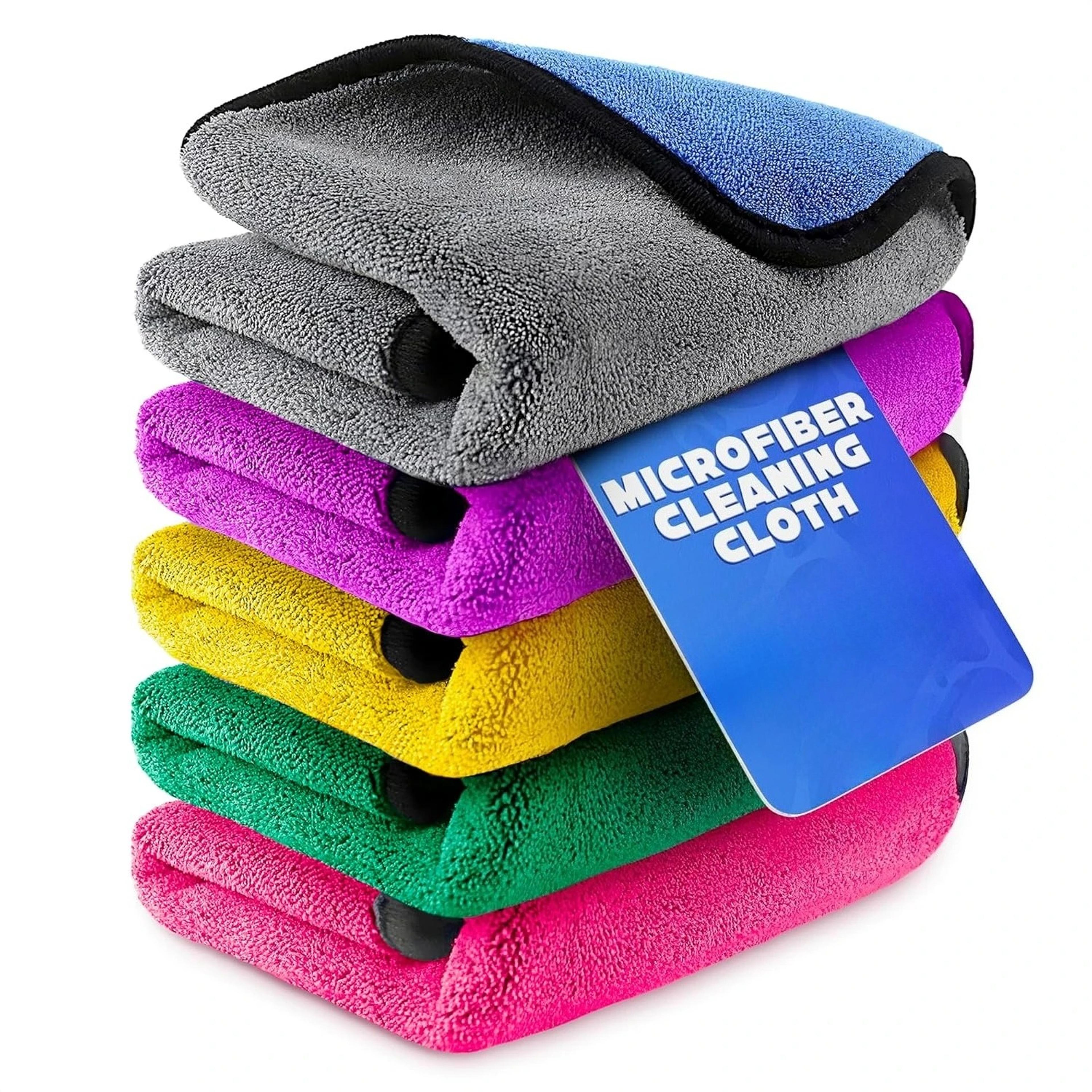 ultrasoft microfiber cleaning cloth set for car detailing, glass & kitchen cleaning