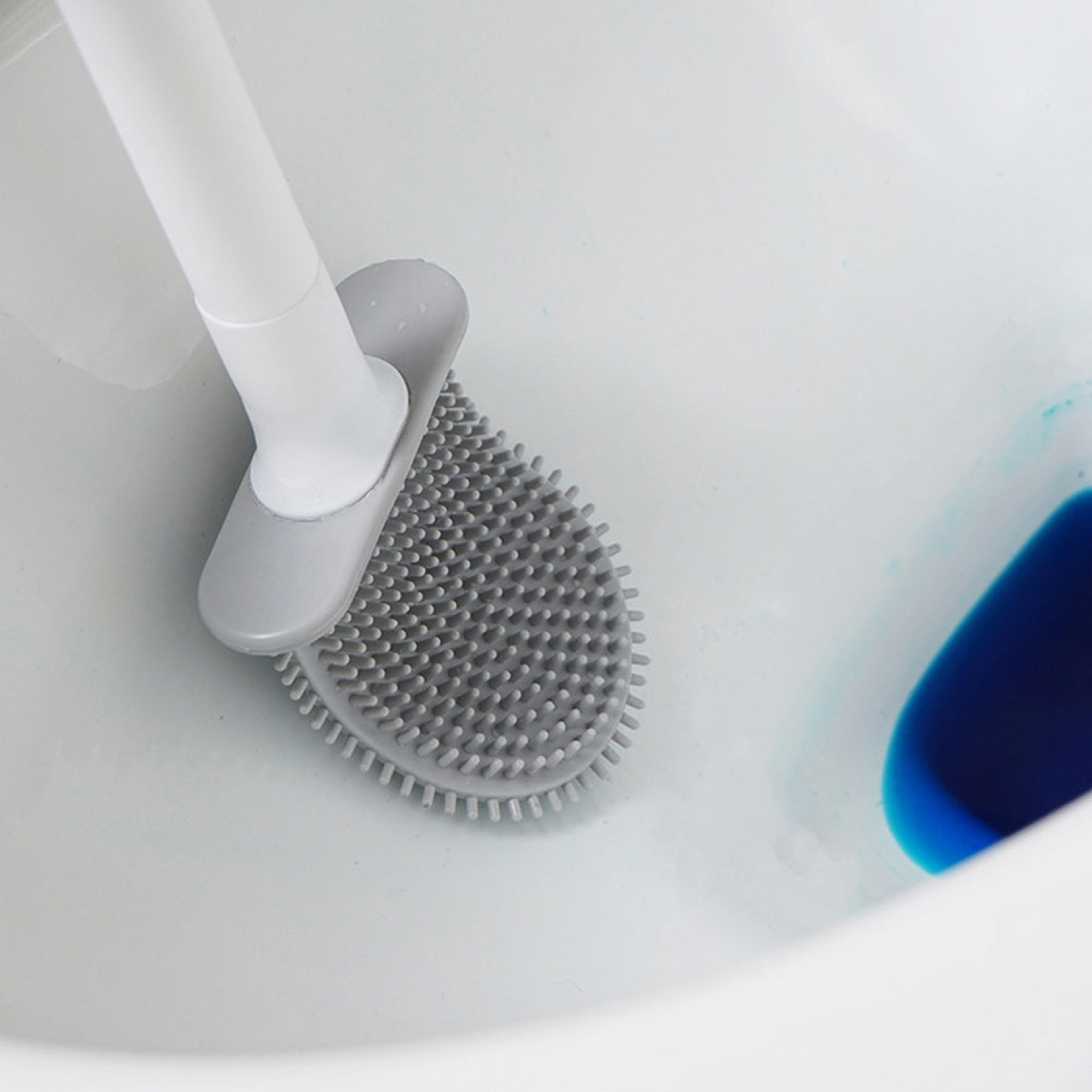 flexiclean silicone toilet brush with holder wall mounted toilet brush for deep bathroom cleaning