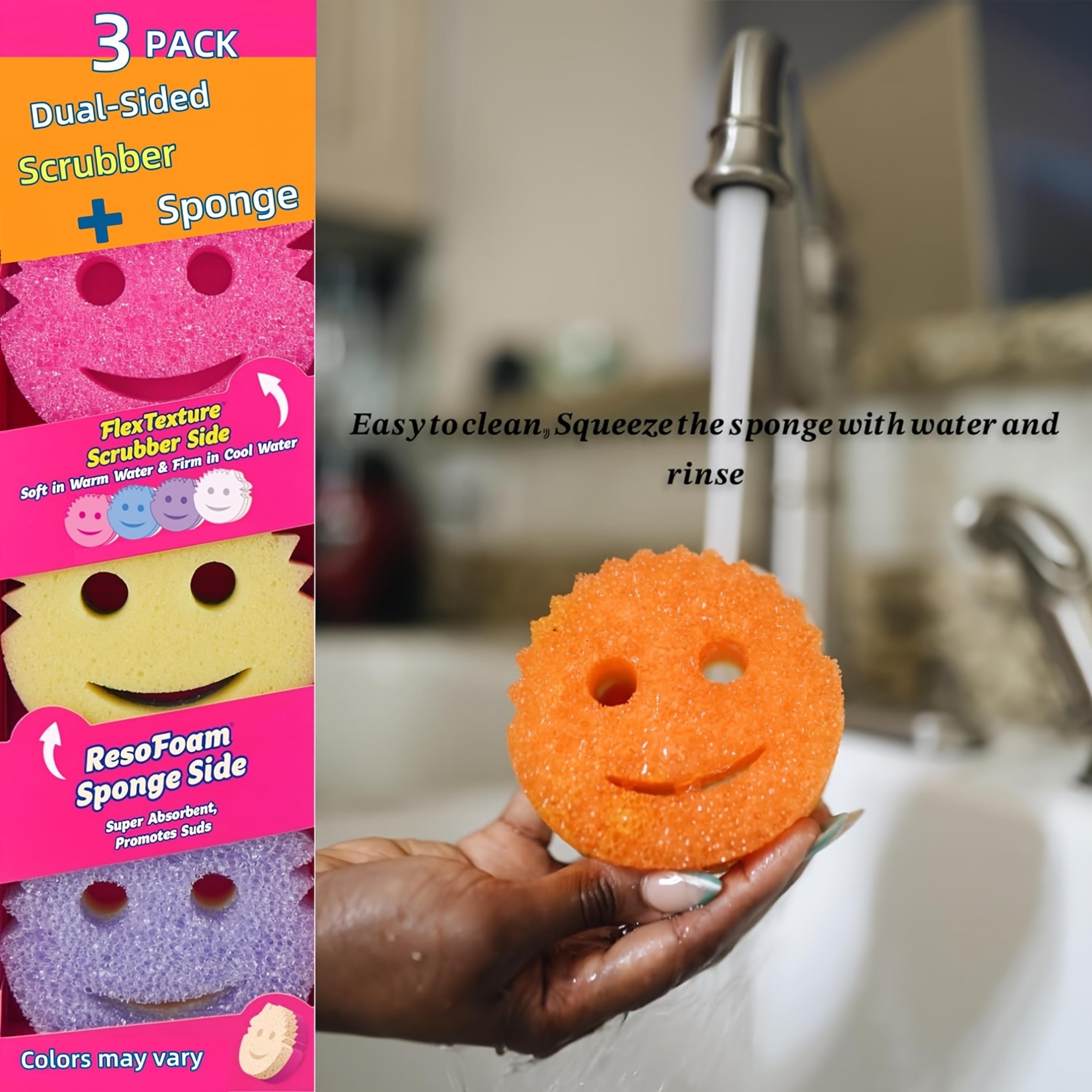 temperature sensitive double sided kitchen cleaning sponge for scratch free dishwashing