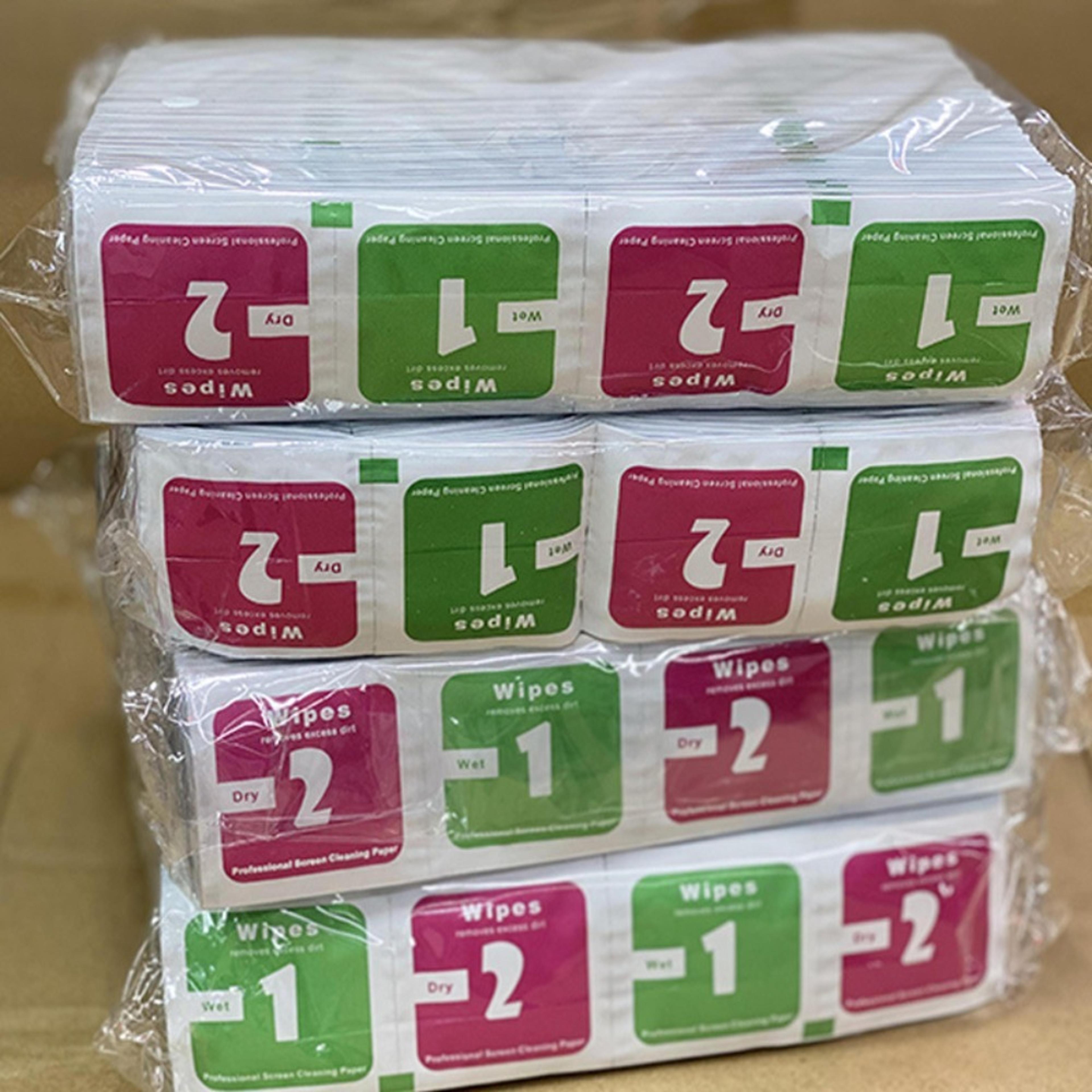 universal screen cleaning kit with wet dry wipes and dust removal stickers for phone screen protectors