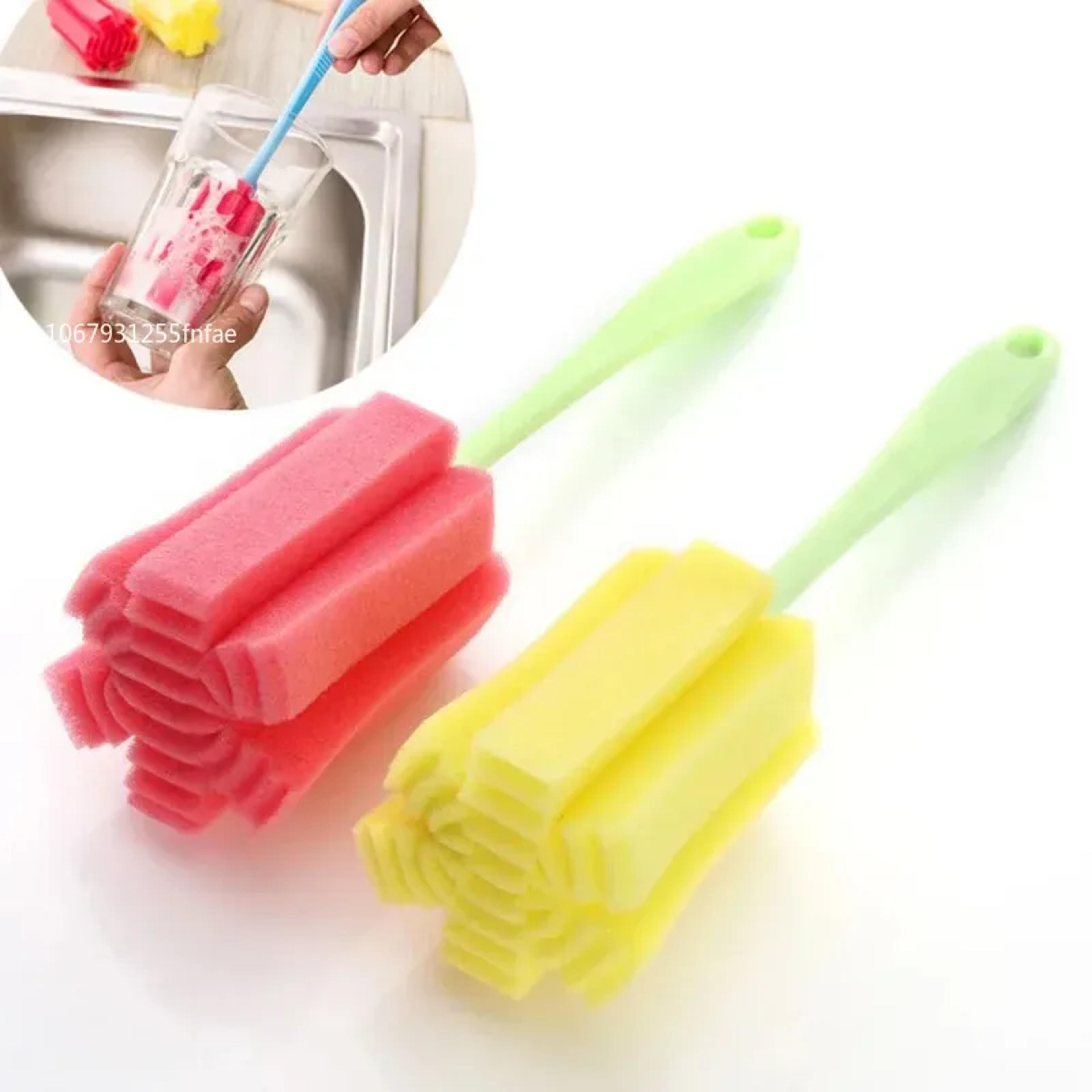 soft baby bottle brush long handle sponge bottle cleaning brush for bottles, cups & glassware