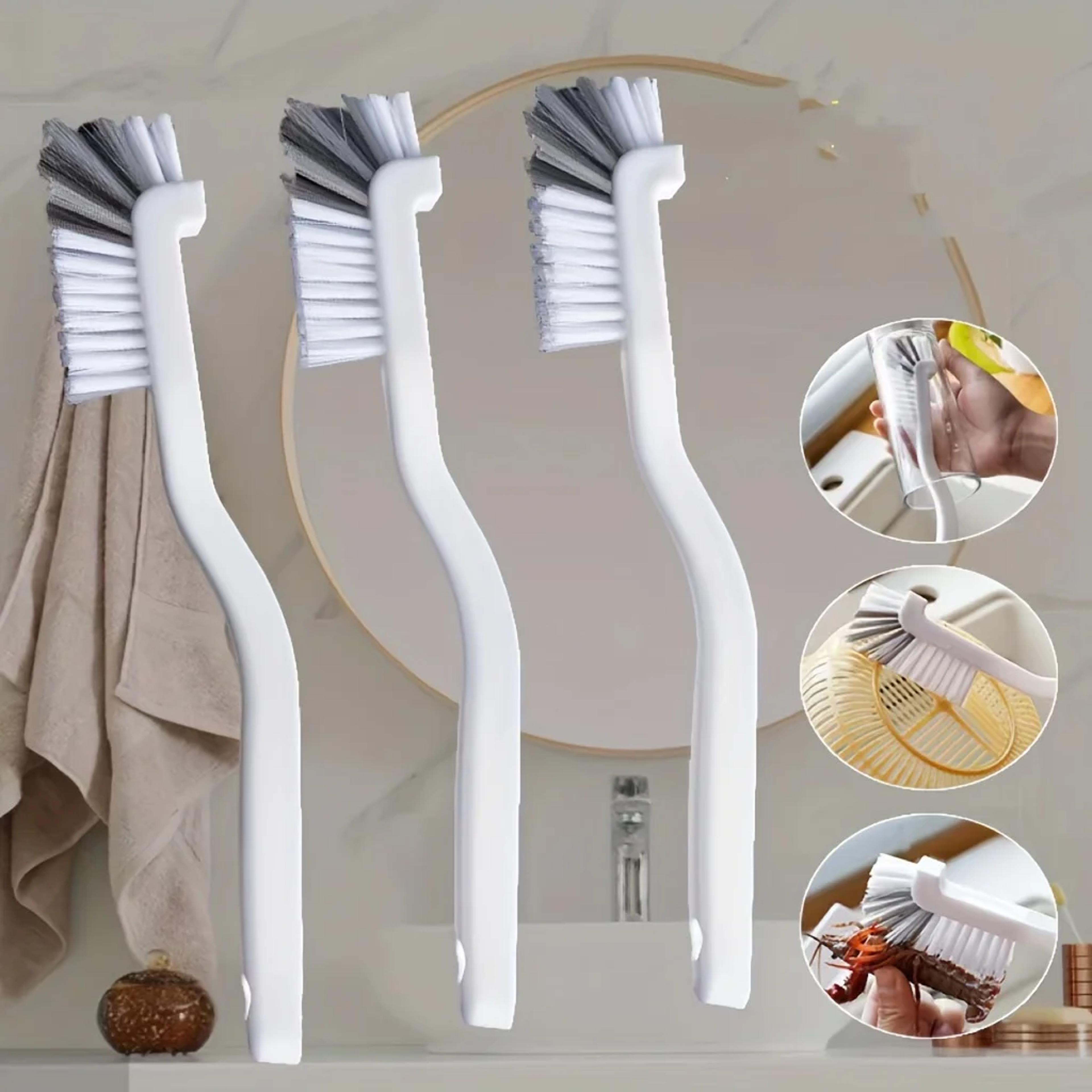 multi surface kitchen scrub brush with long handle and stiff bristles for crevices, dishes & sink