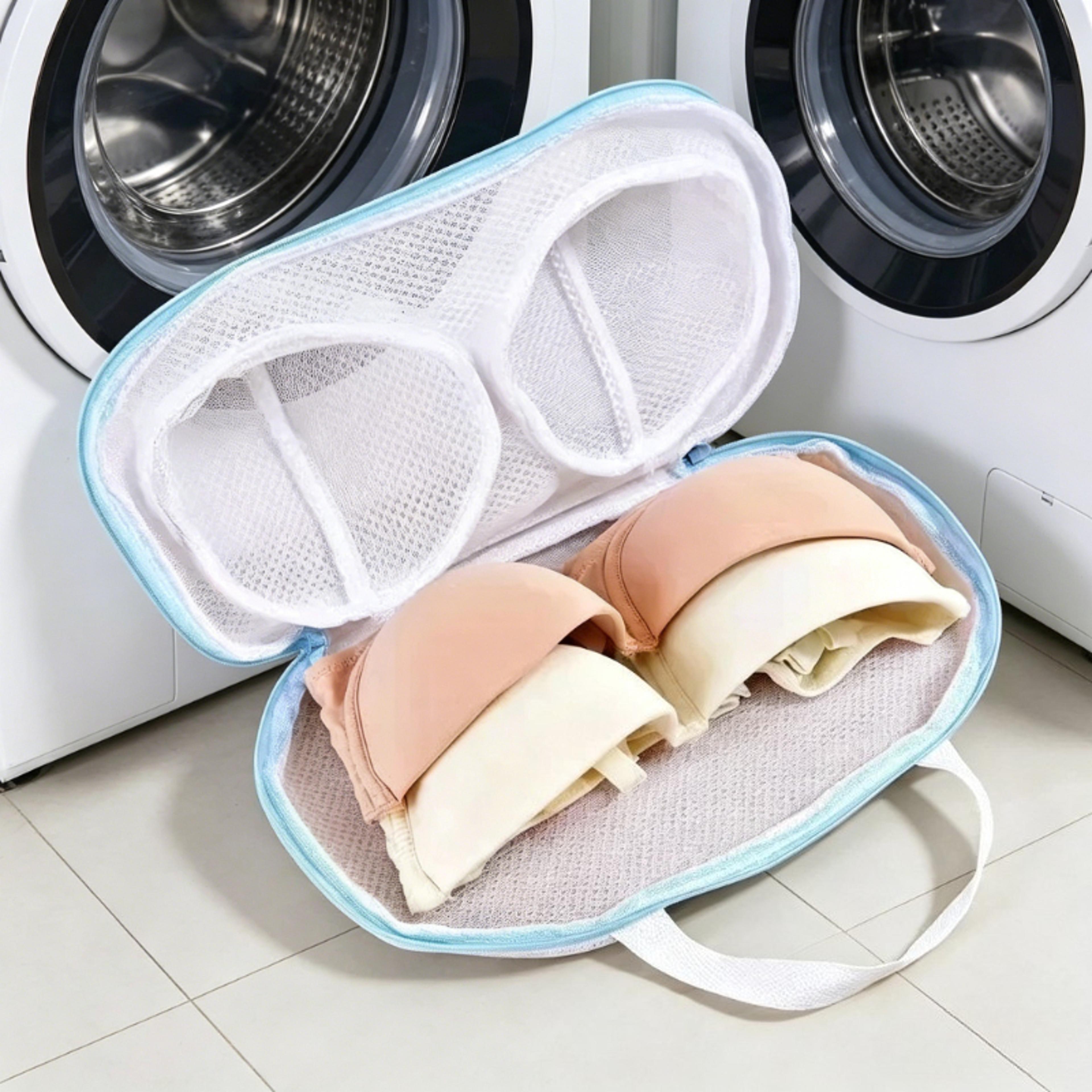 double layer bra washing bag for laundry machine mesh lingerie laundry bag with handle