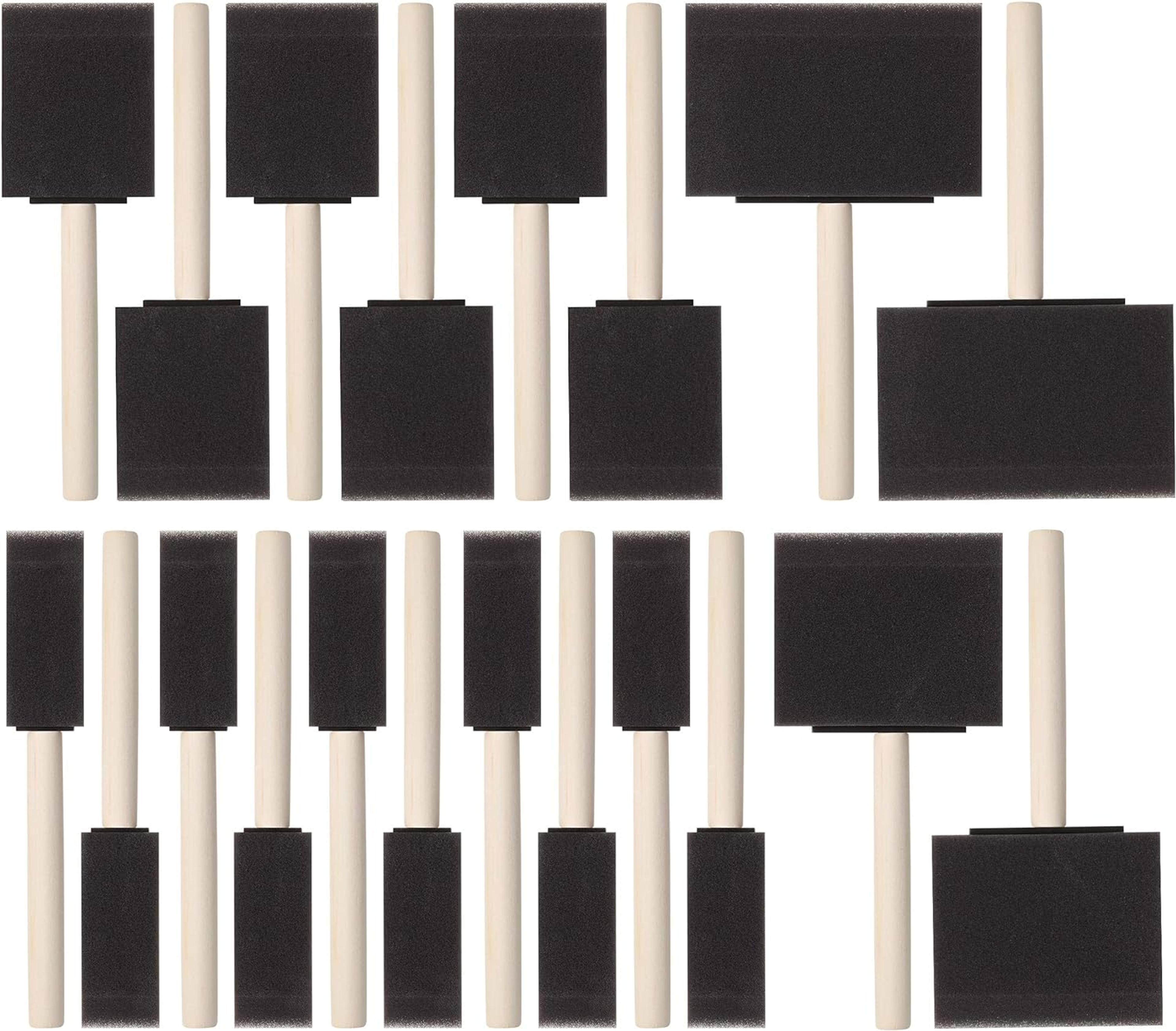 foam paint brushes set with wooden handles for painting, staining & diy crafts