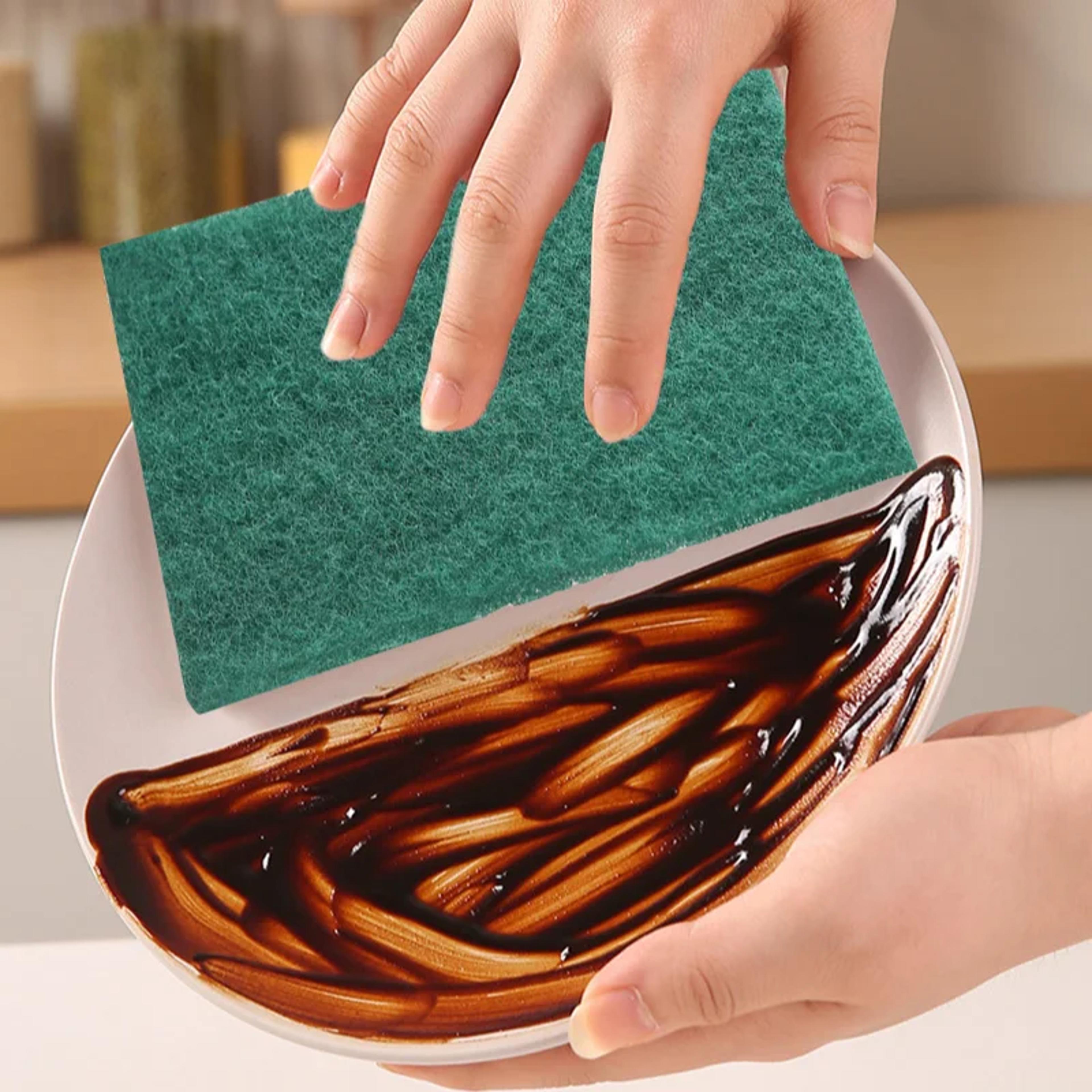 dual-sided kitchen scrub sponge heavy duty scouring pad for pots, pans & everyday cleaning