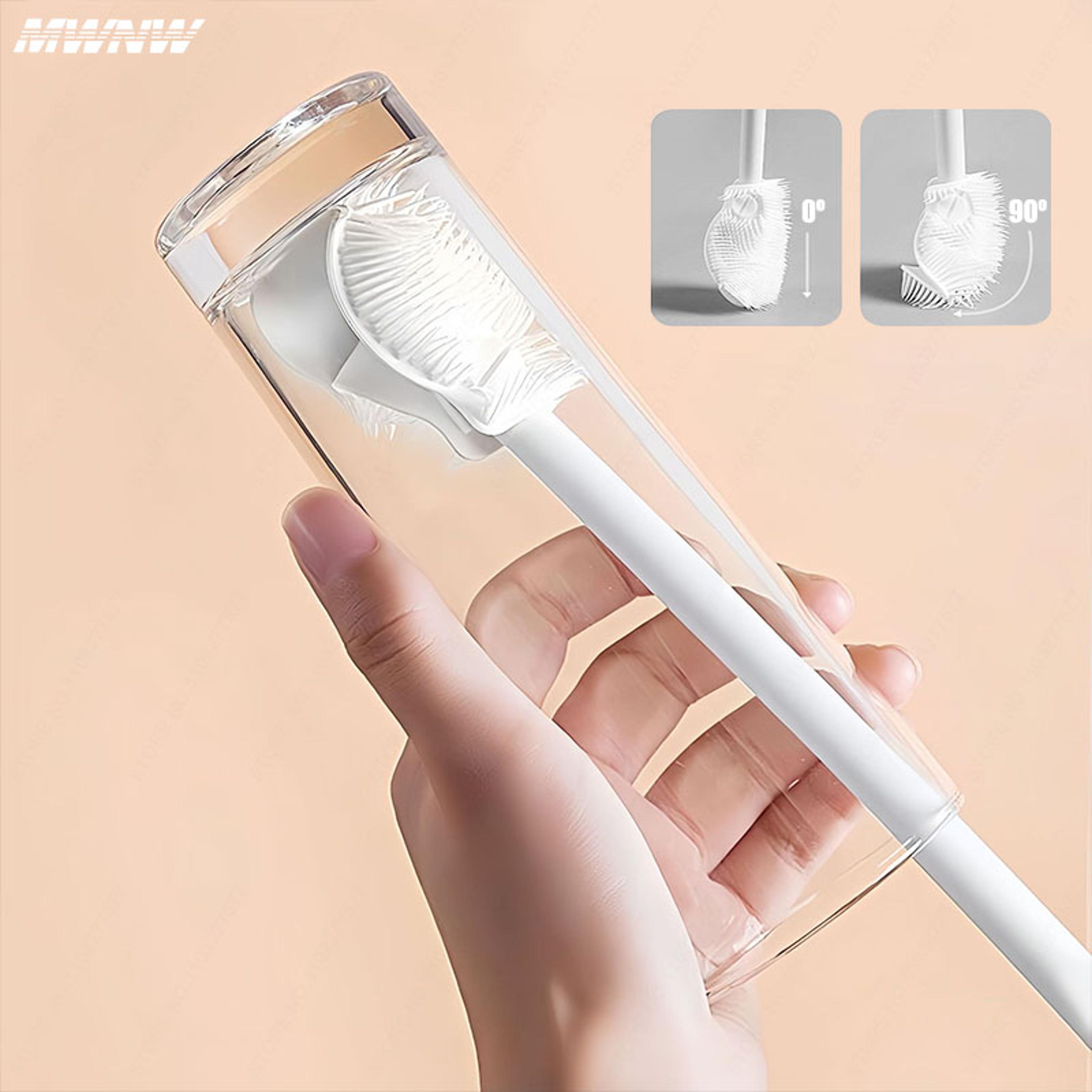 flexible silicone bottle brush for deep cleaning baby bottles, cups, glasses & travel mugs