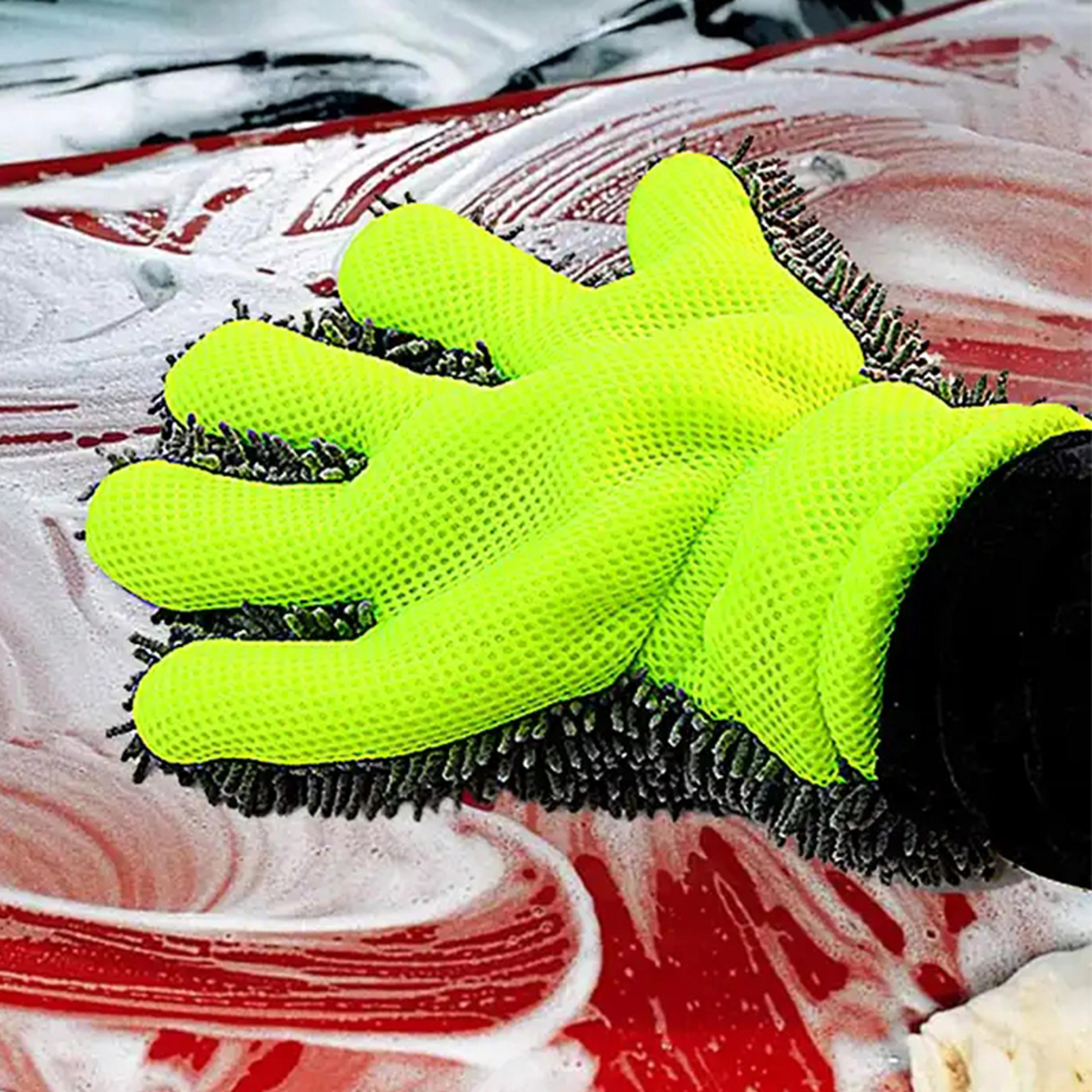 double sided car wash mitt microfiber wash glove for scratch free car & motorcycle cleaning